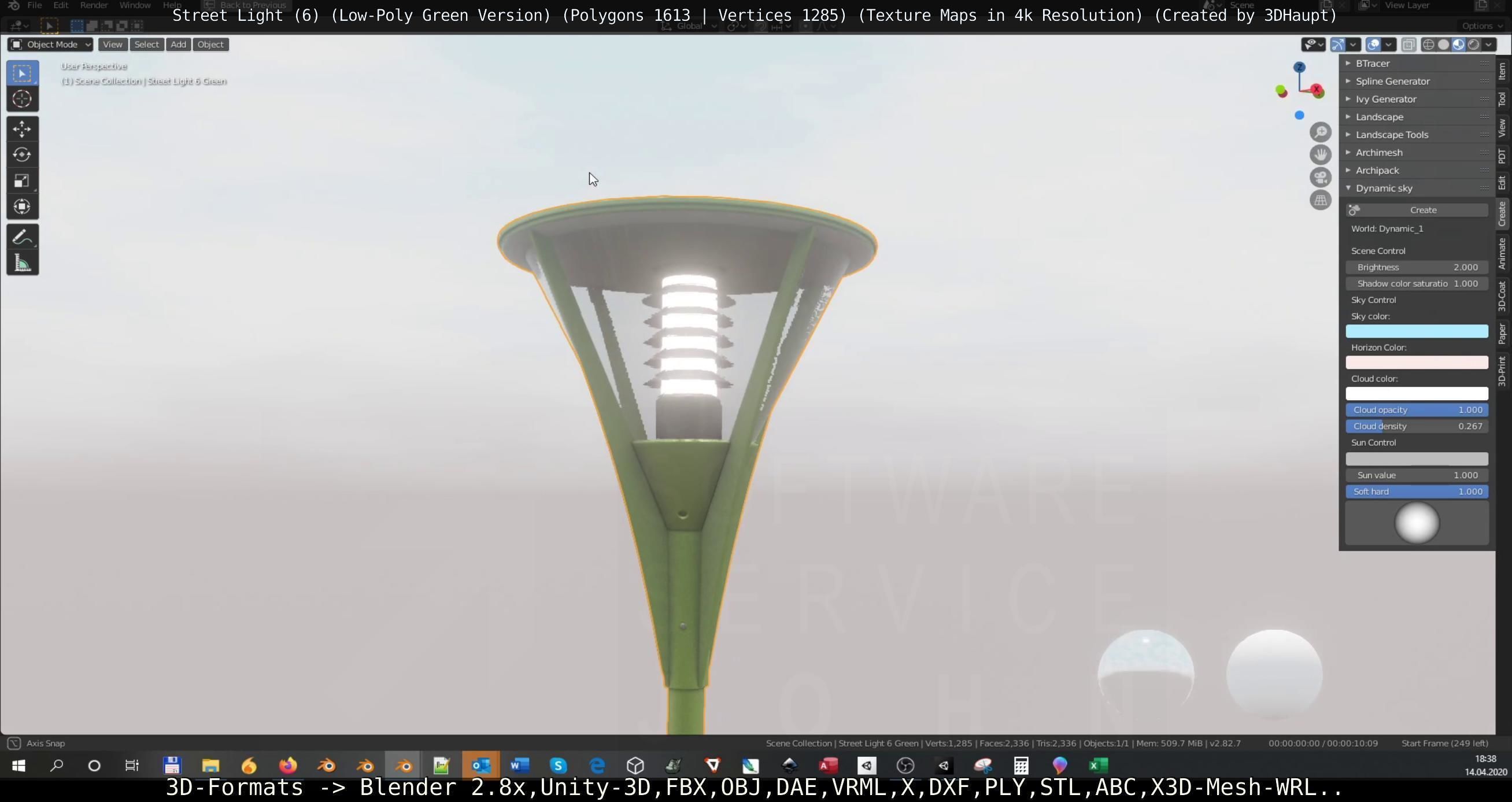 Street Light 6 Green Version Low-poly 3D model_28