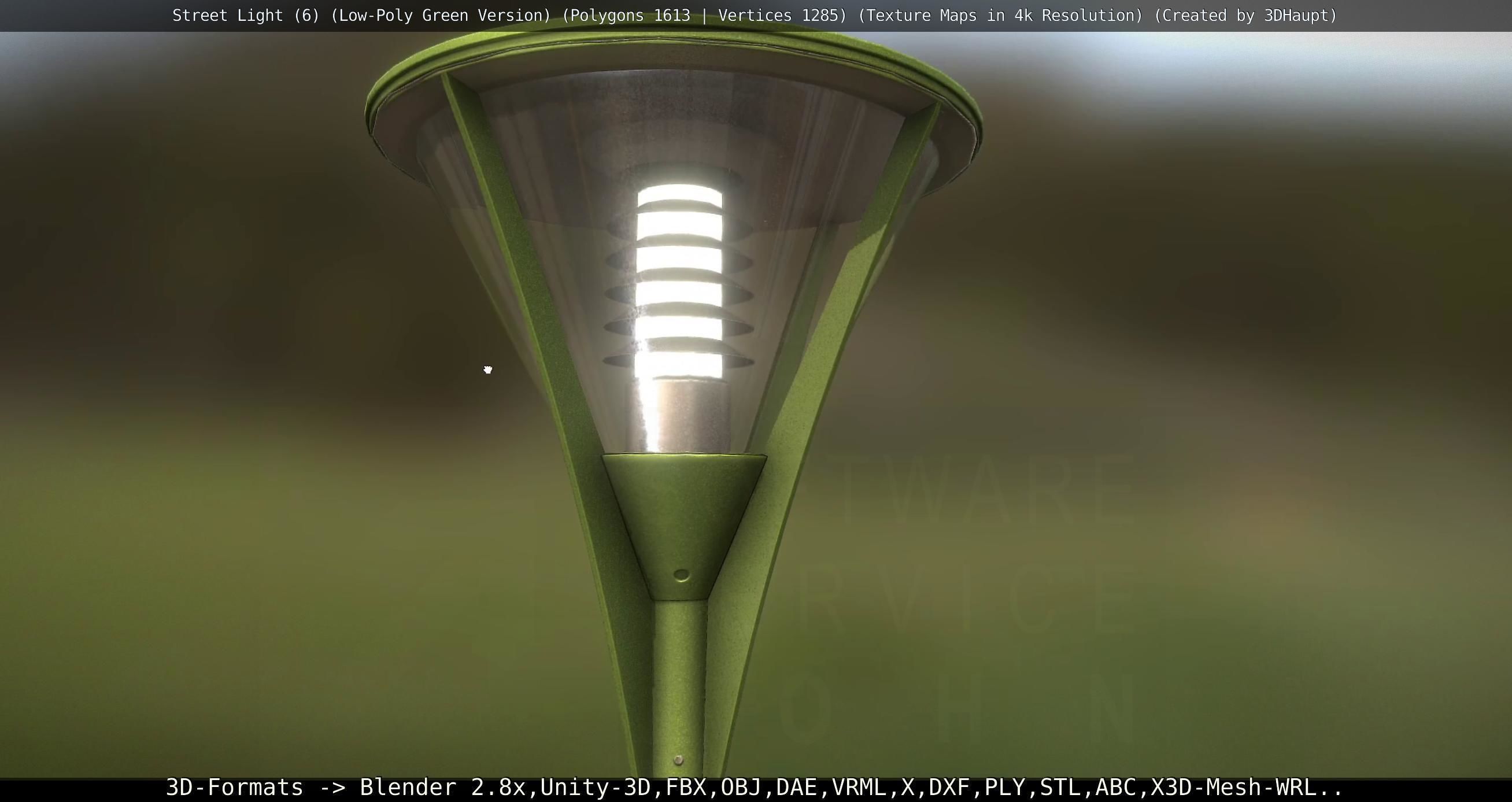 Street Light 6 Green Version Low-poly 3D model_90