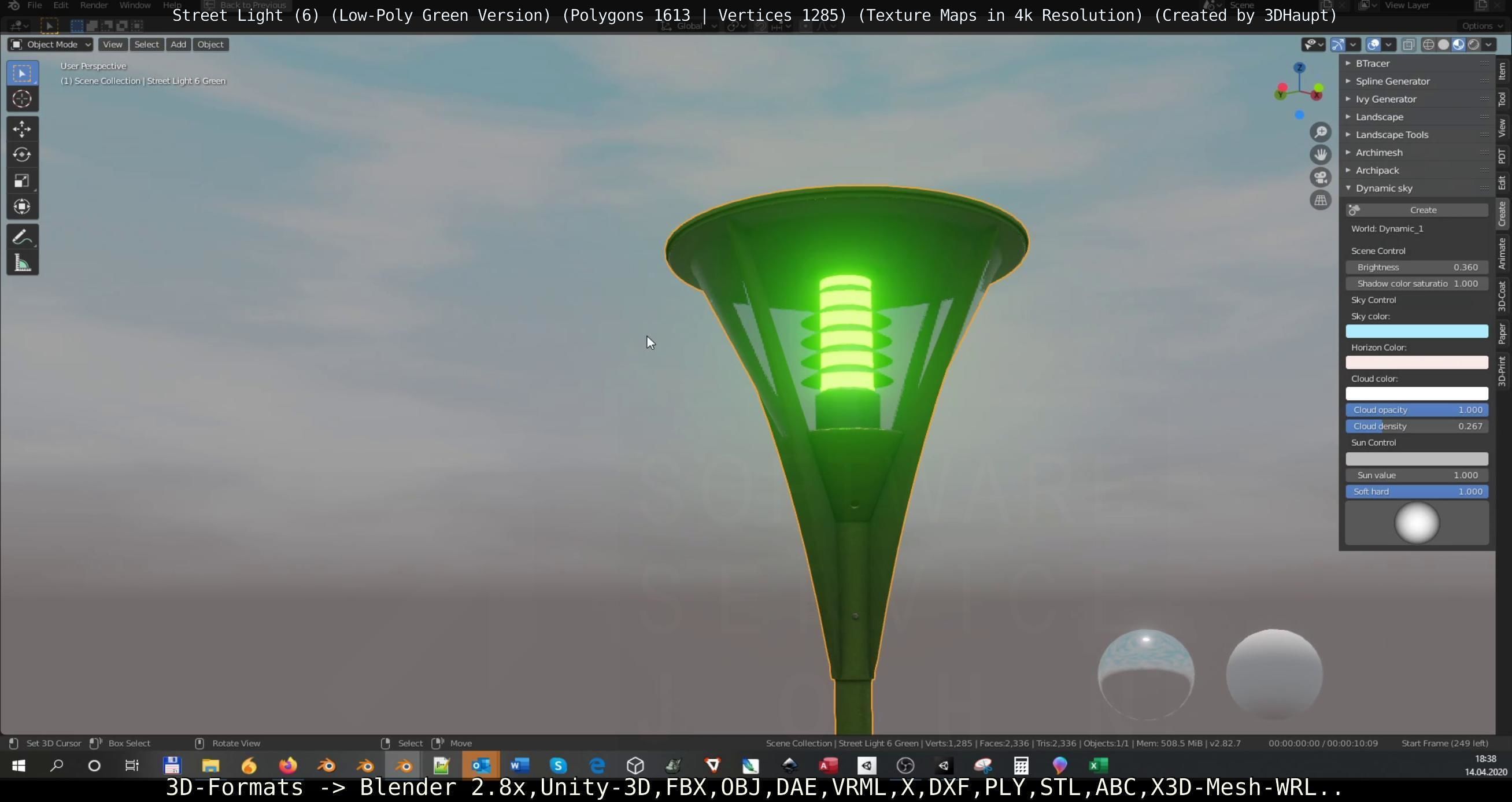 Street Light 6 Green Version Low-poly 3D model_42