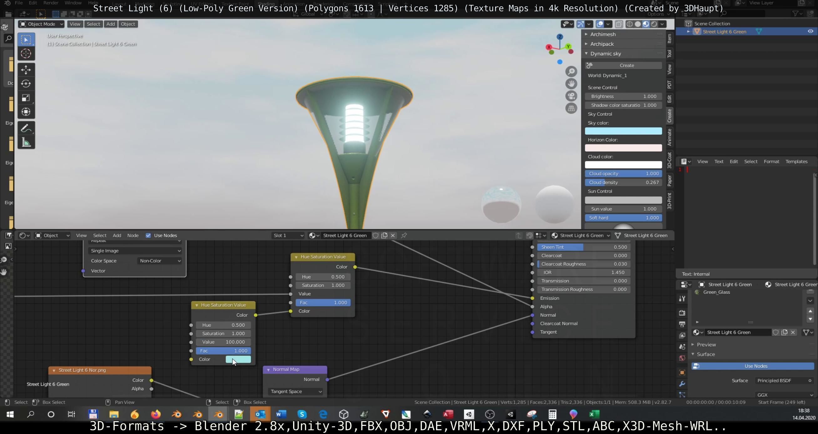 Street Light 6 Green Version Low-poly 3D model_136