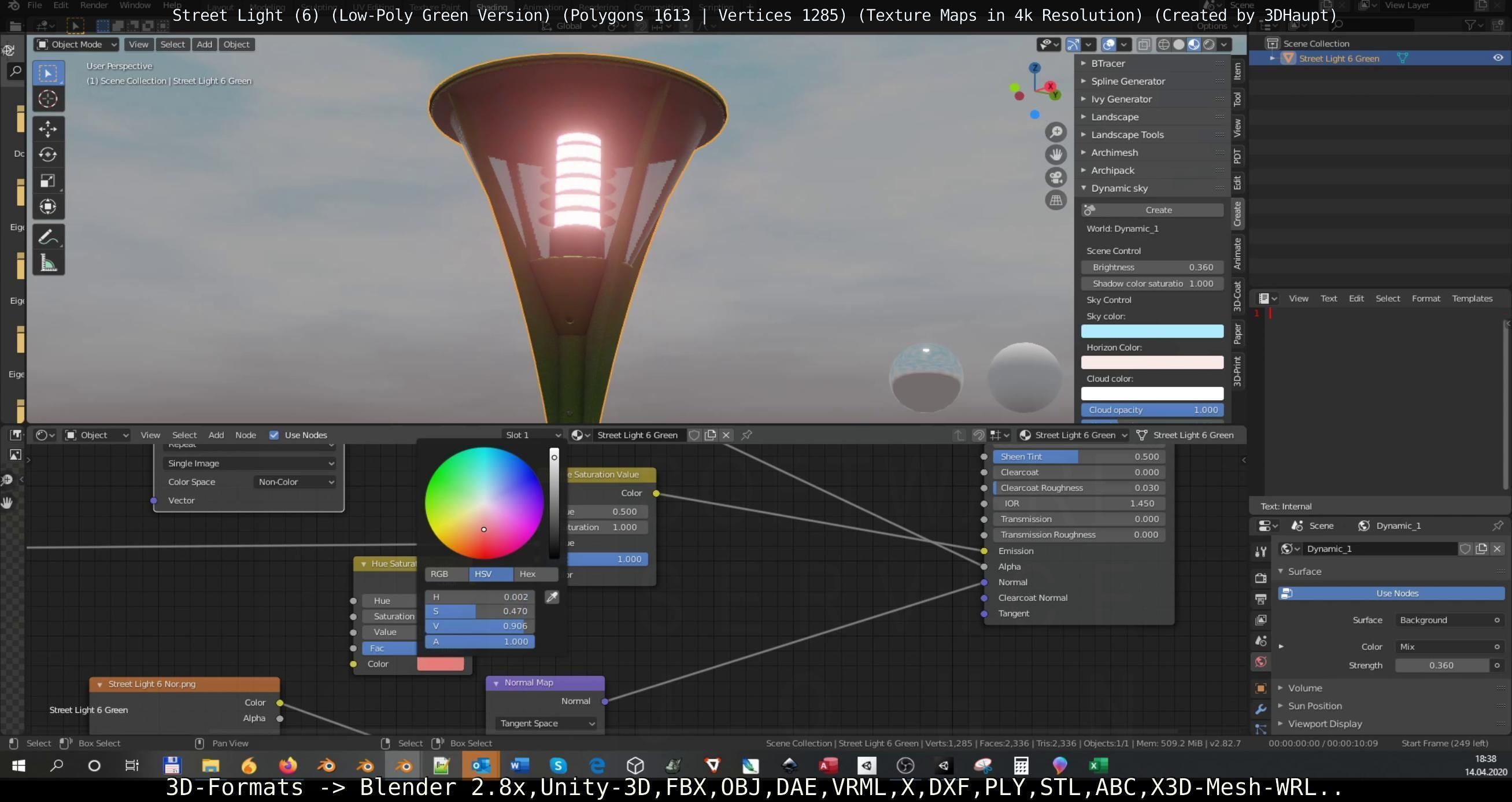 Street Light 6 Green Version Low-poly 3D model_49