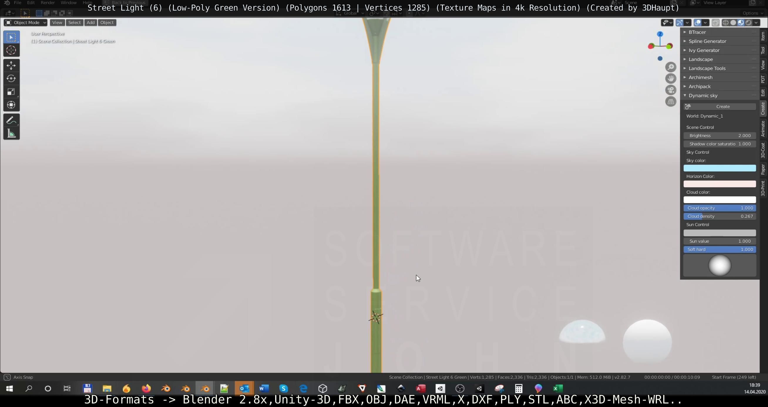 Street Light 6 Green Version Low-poly 3D model_89