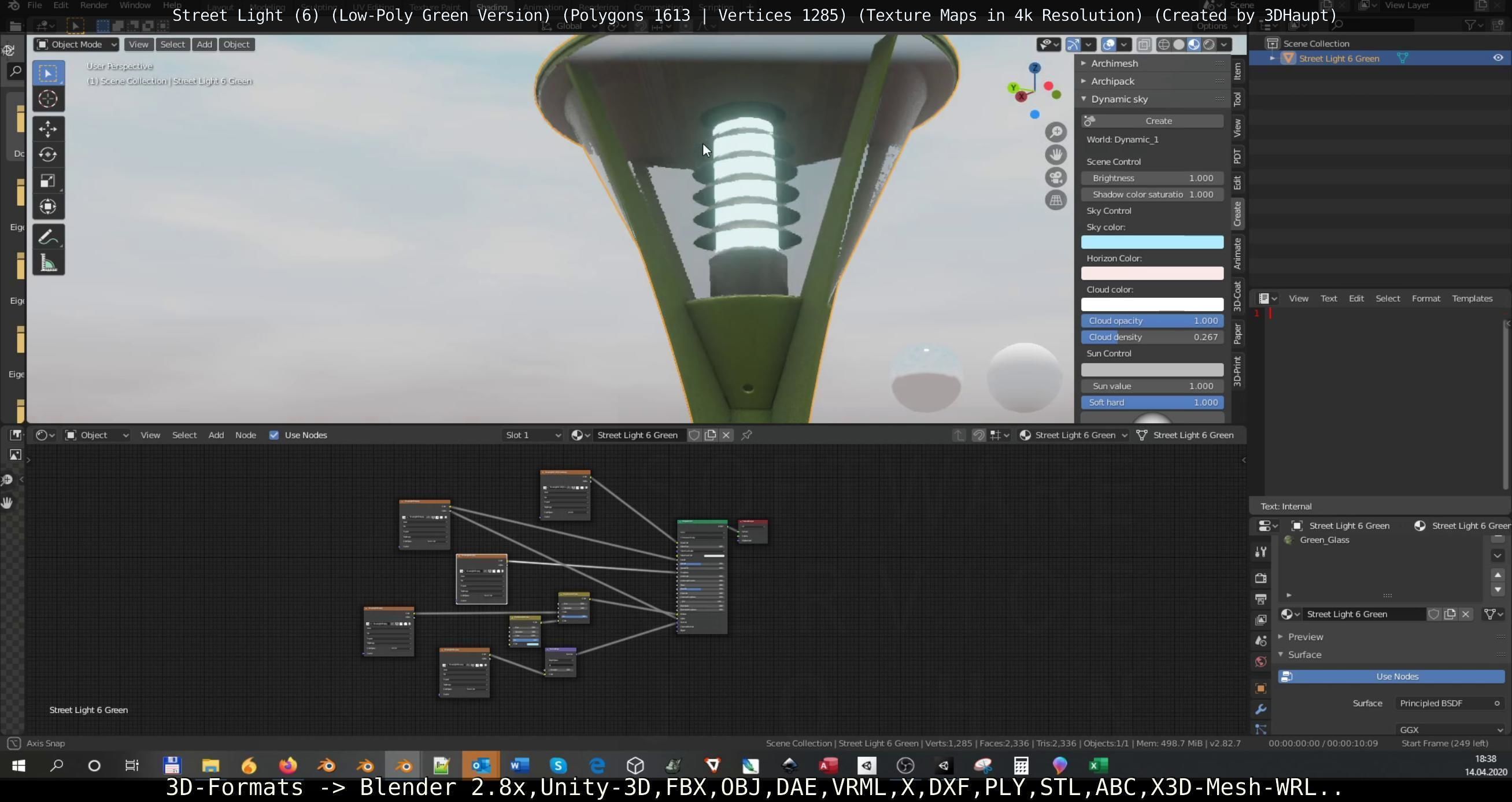 Street Light 6 Green Version Low-poly 3D model_126