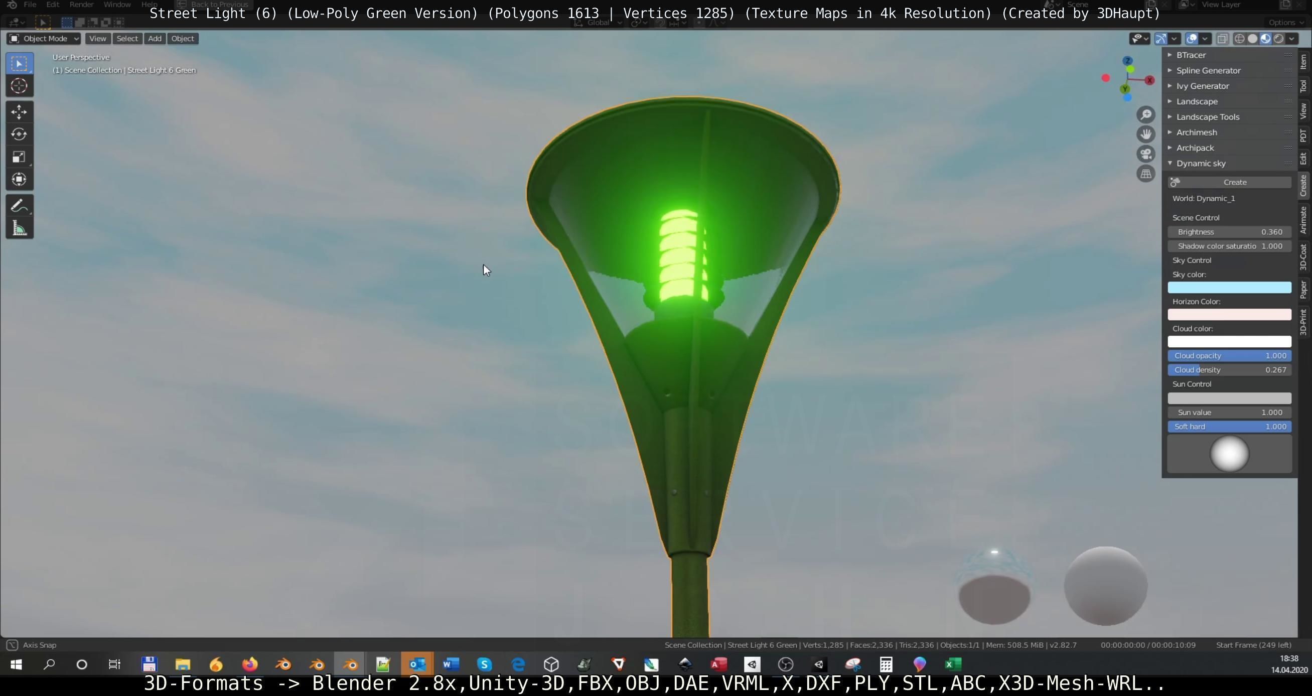Street Light 6 Green Version Low-poly 3D model_43