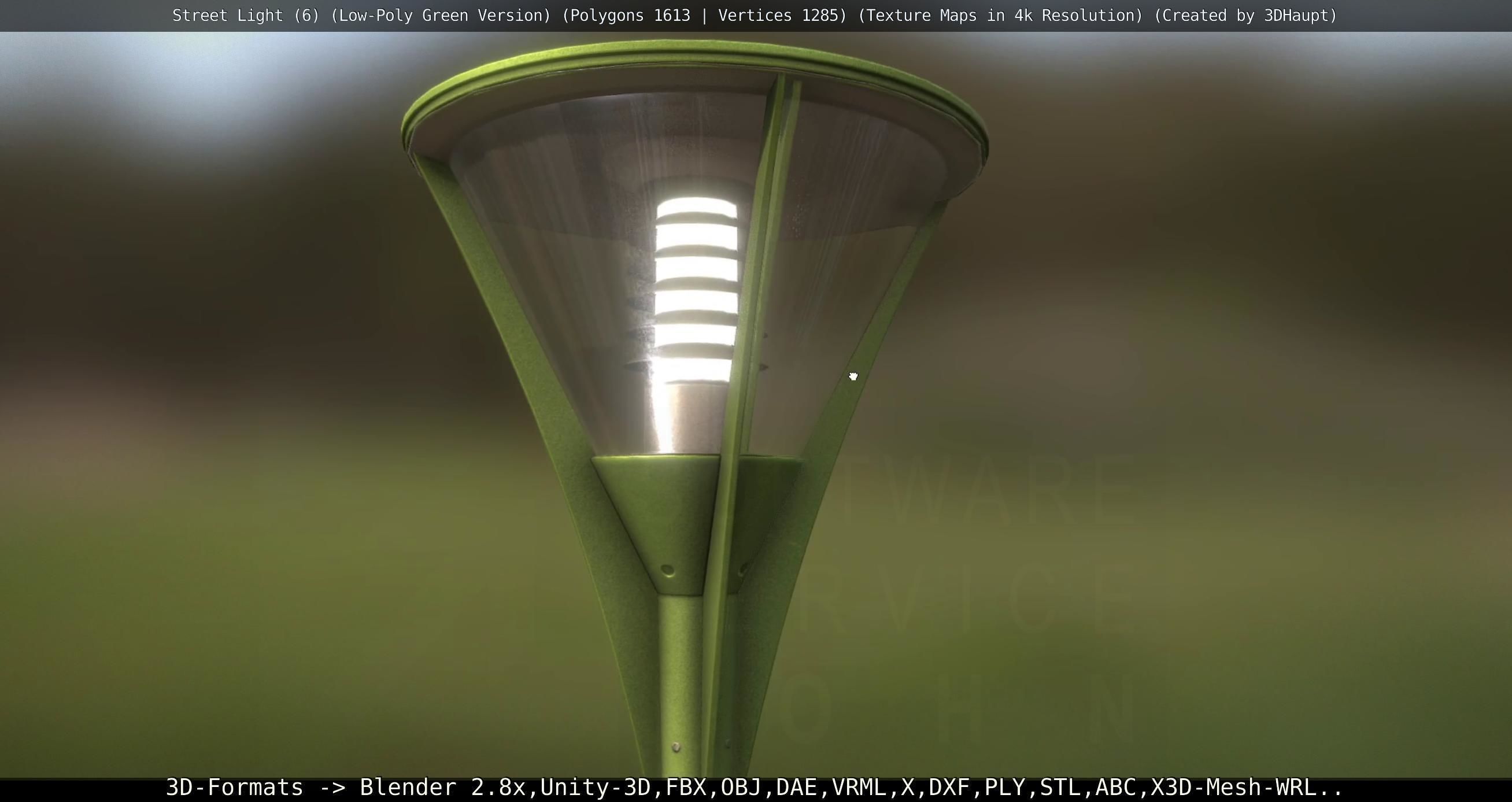 Street Light 6 Green Version Low-poly 3D model_109