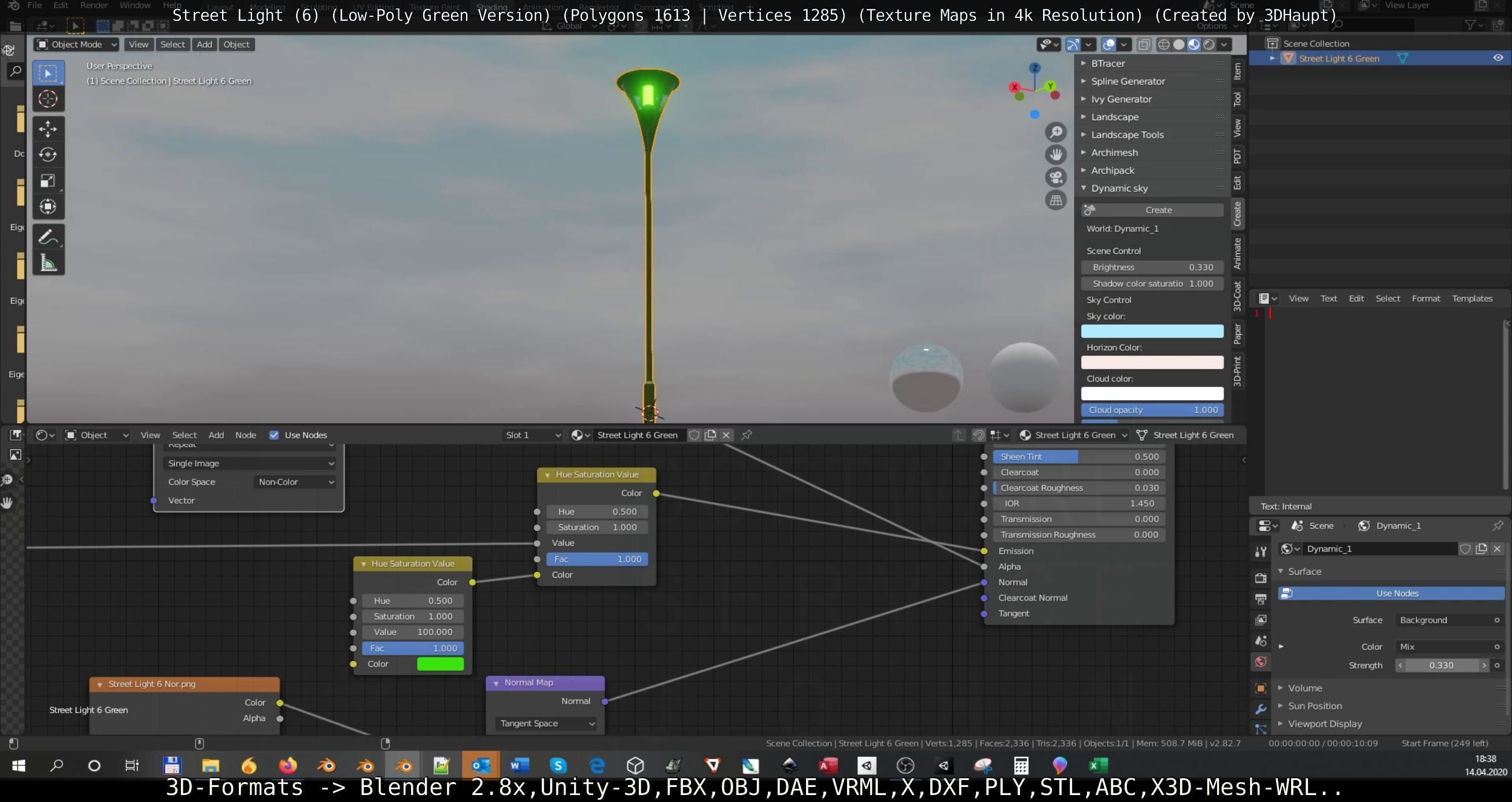 Street Light 6 Green Version Low-poly 3D model_37