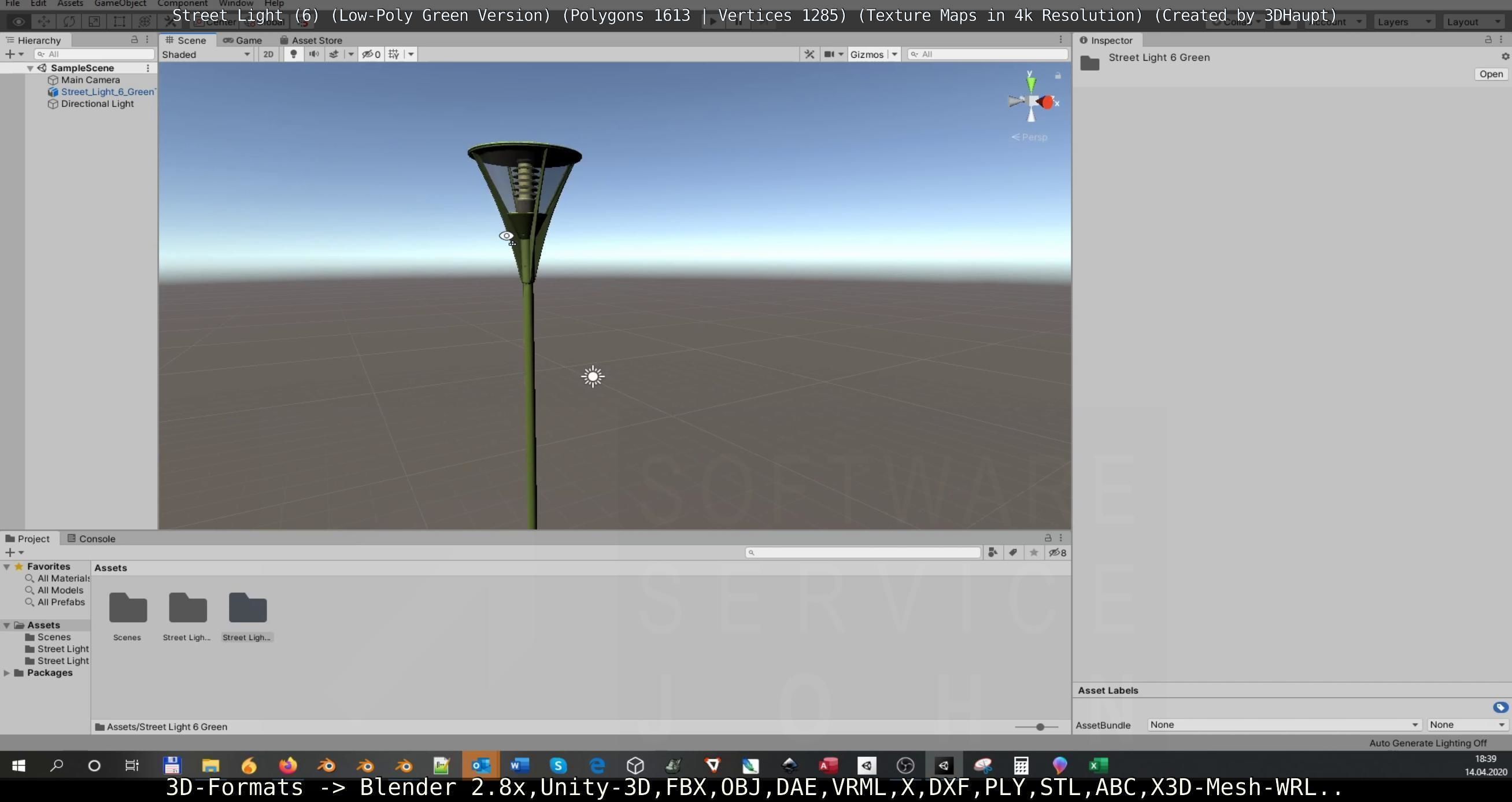 Street Light 6 Green Version Low-poly 3D model_96