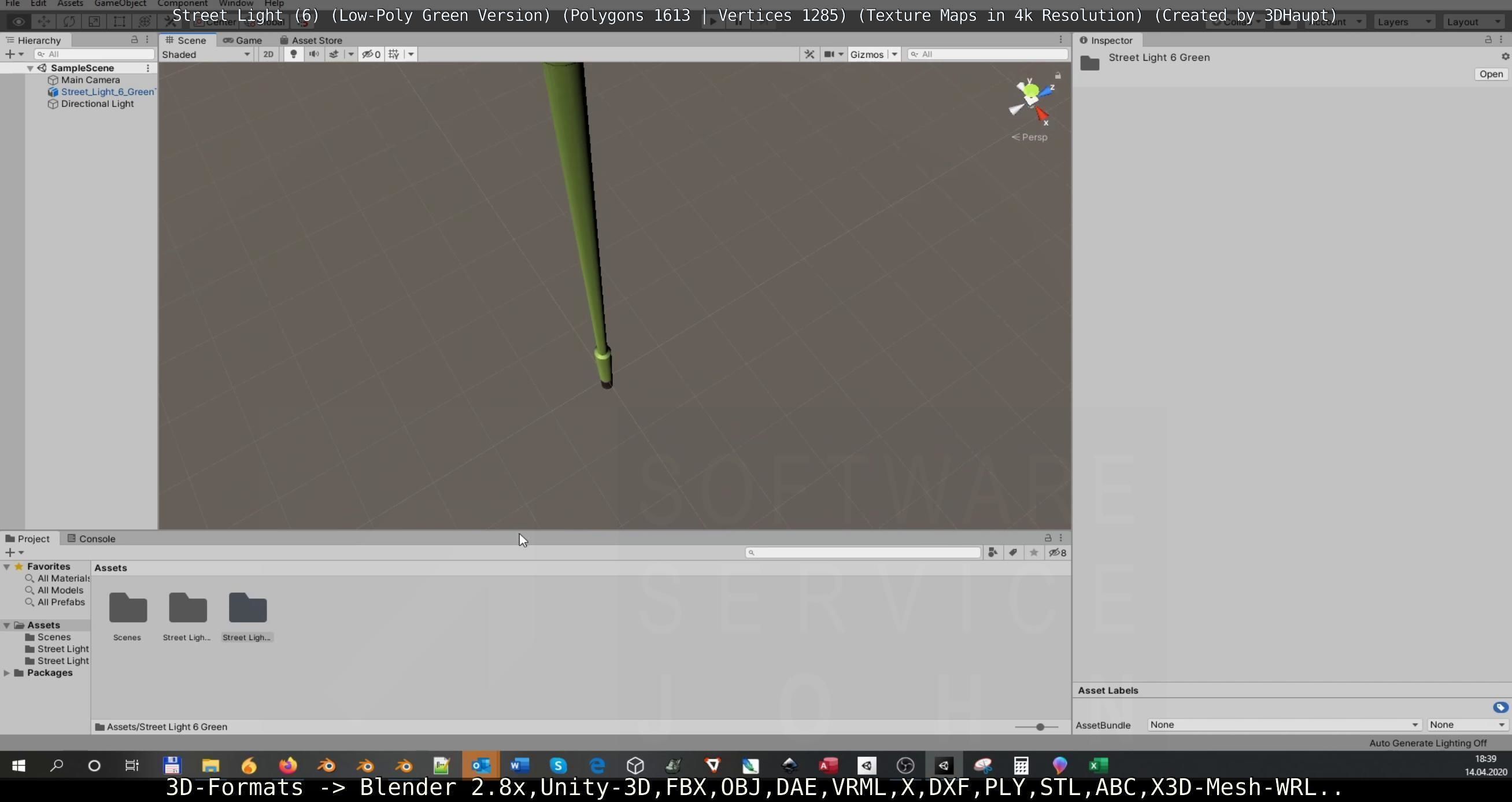 Street Light 6 Green Version Low-poly 3D model_104