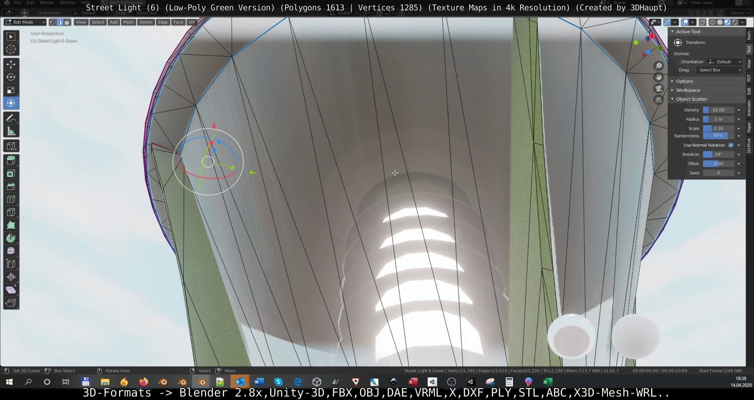 Street Light 6 Green Version Low-poly 3D model_15