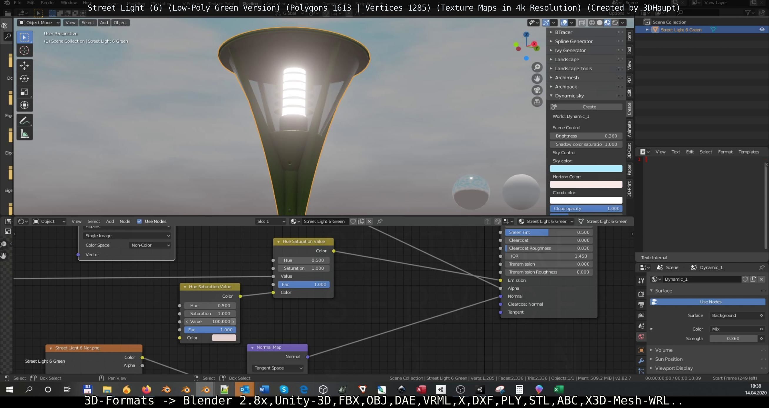 Street Light 6 Green Version Low-poly 3D model_55