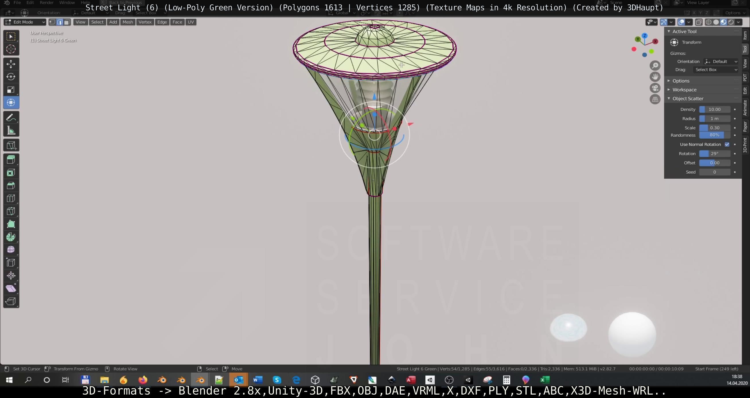 Street Light 6 Green Version Low-poly 3D model_69