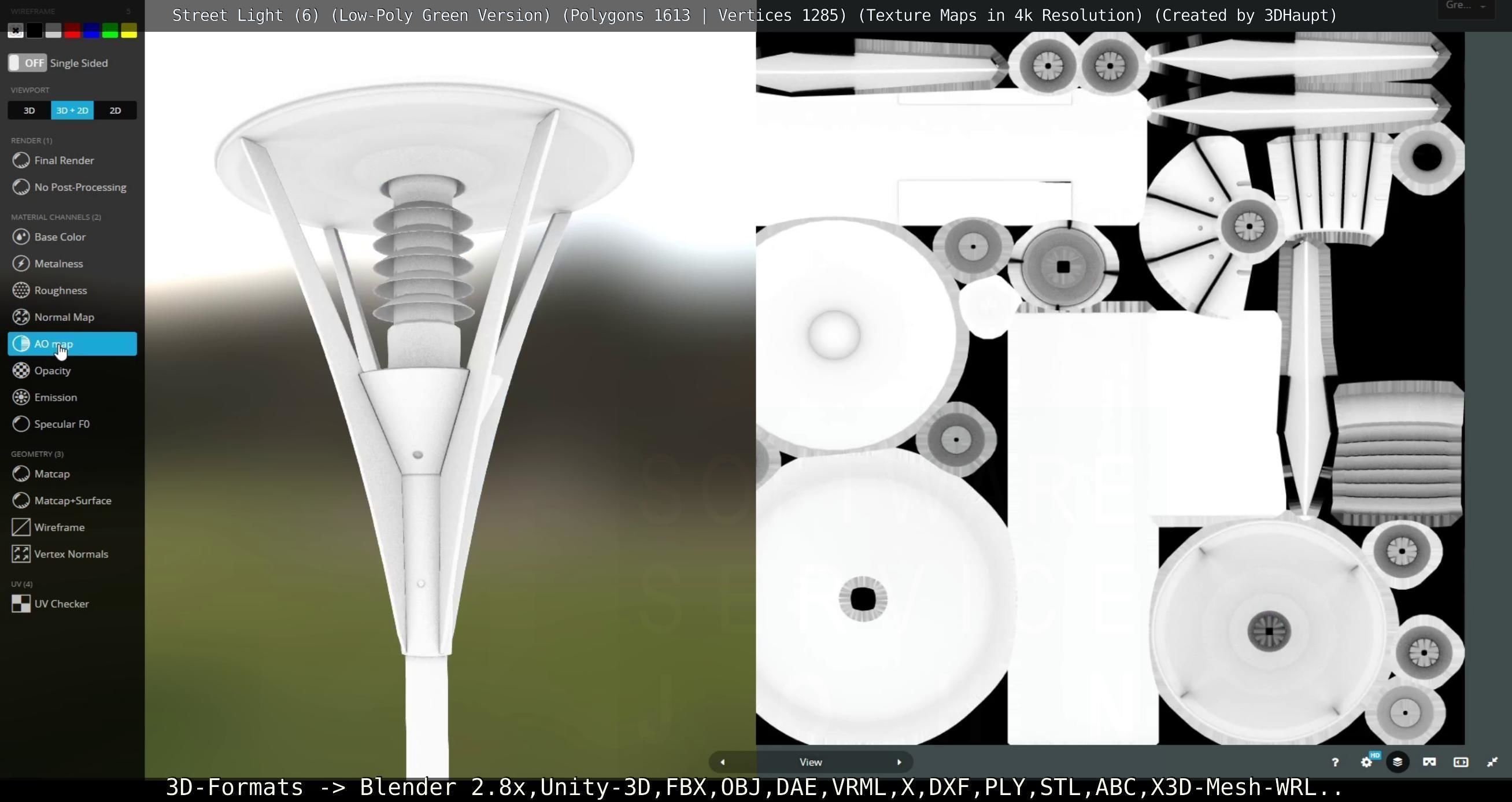 Street Light 6 Green Version Low-poly 3D model_19