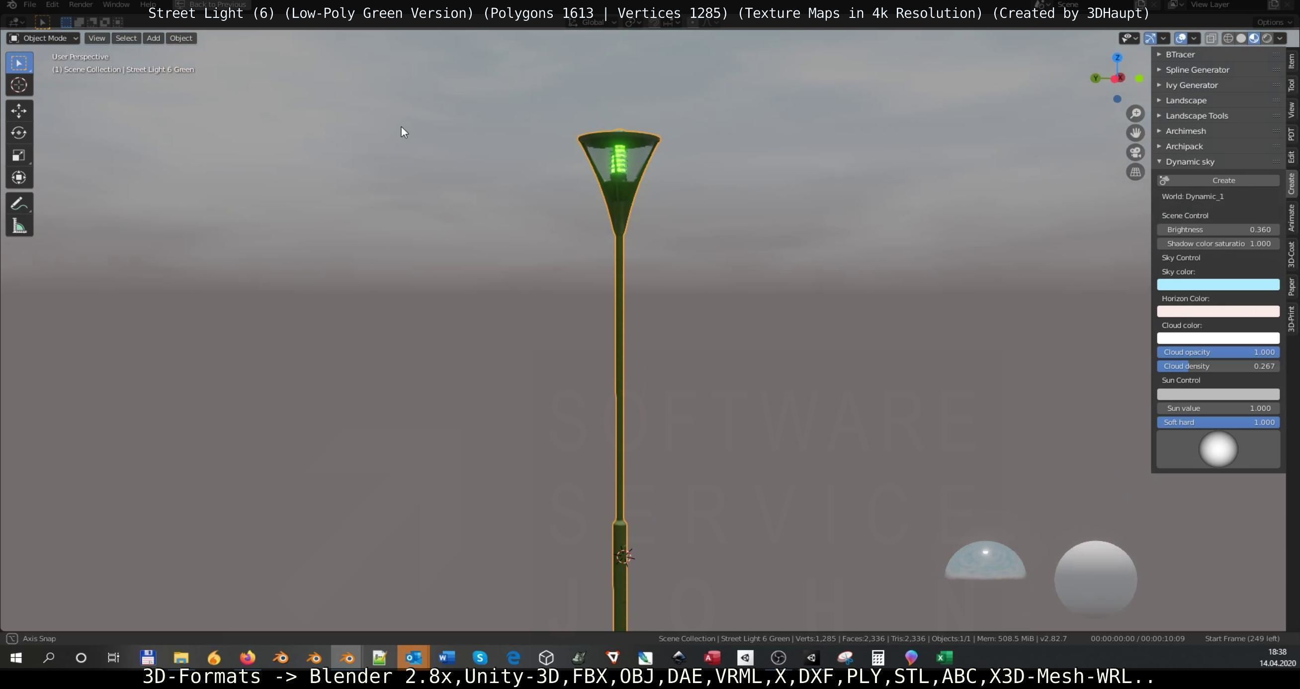 Street Light 6 Green Version Low-poly 3D model_41