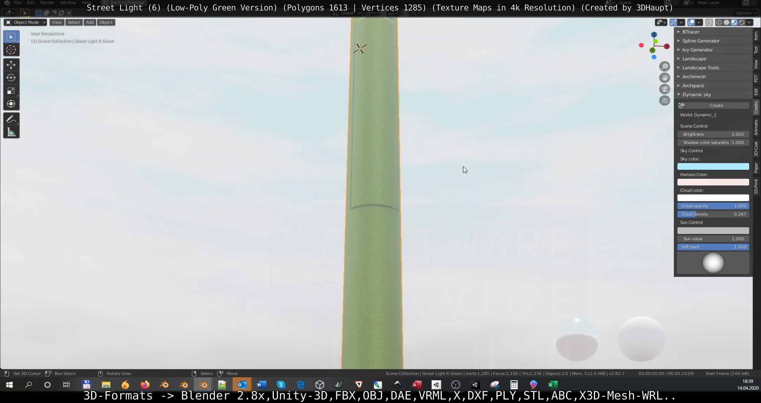 Street Light 6 Green Version Low-poly 3D model_88