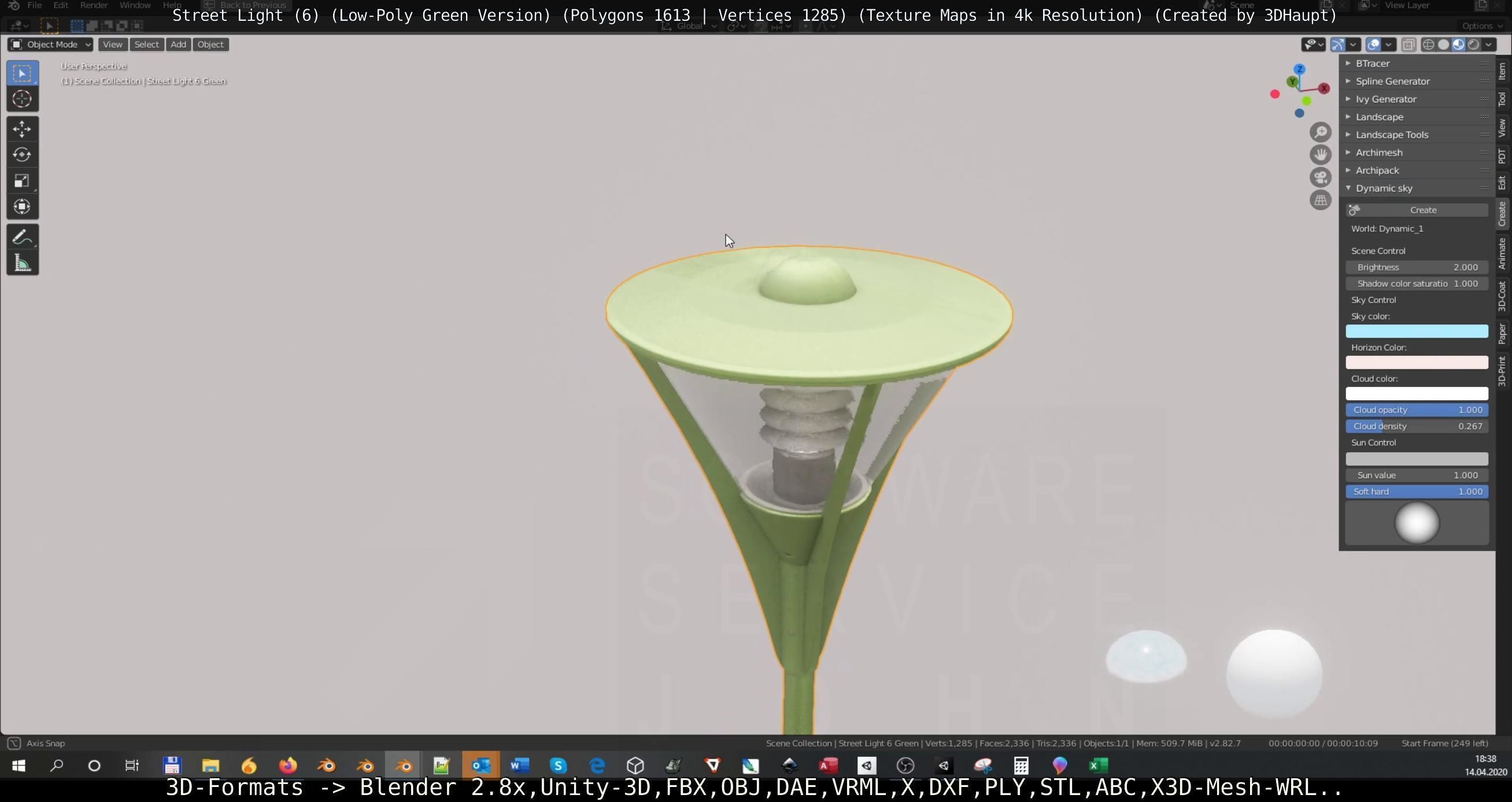 Street Light 6 Green Version Low-poly 3D model_29