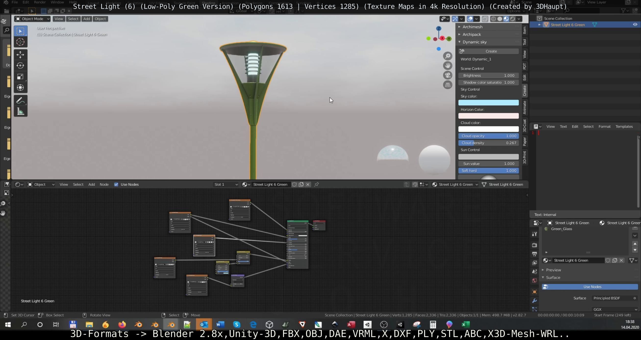 Street Light 6 Green Version Low-poly 3D model_120