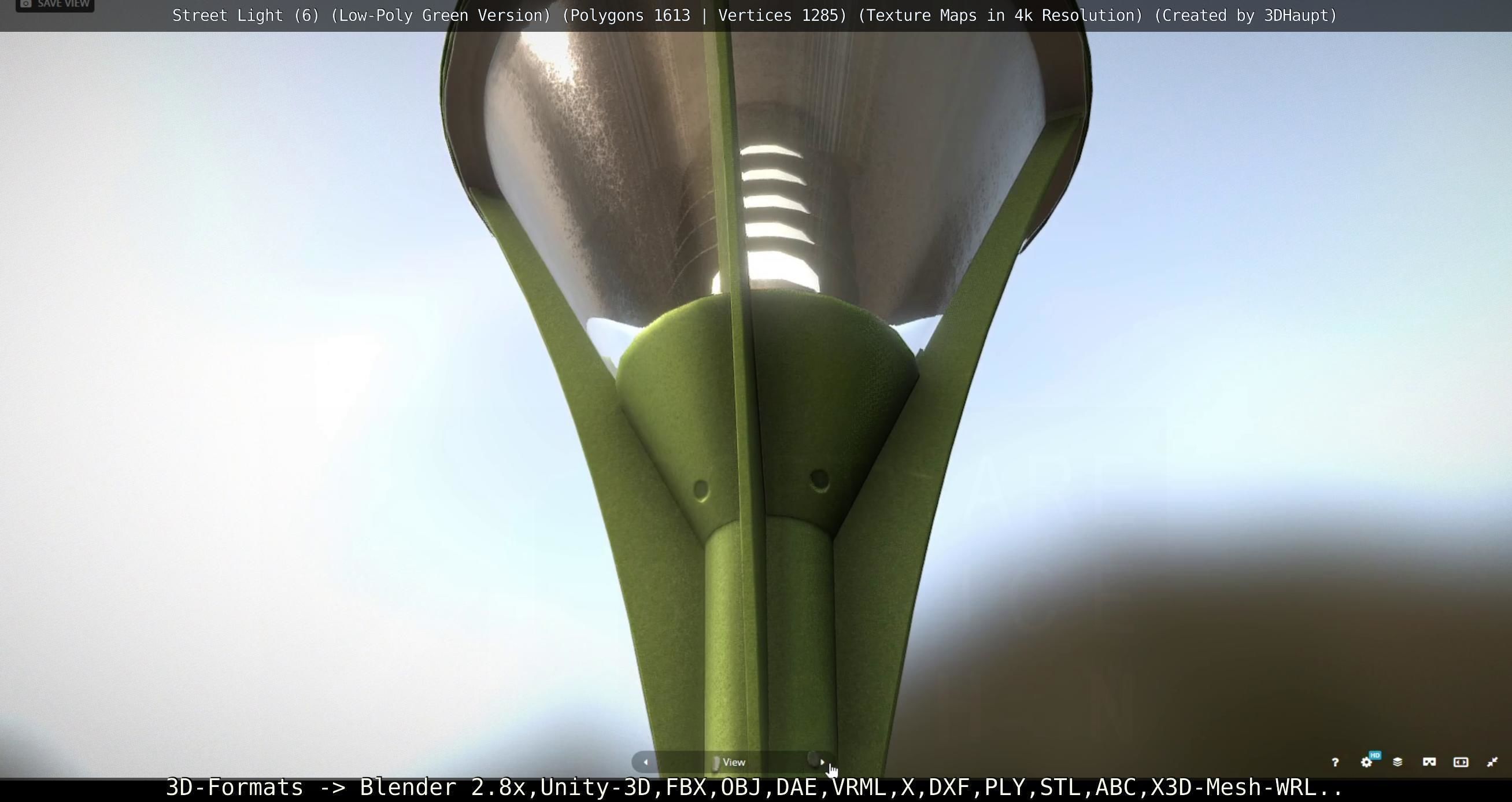 Street Light 6 Green Version Low-poly 3D model_112