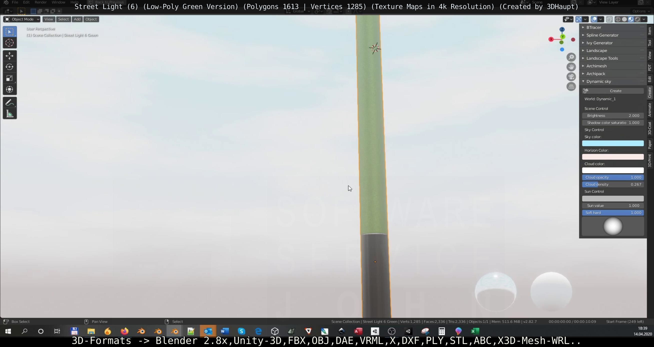 Street Light 6 Green Version Low-poly 3D model_80