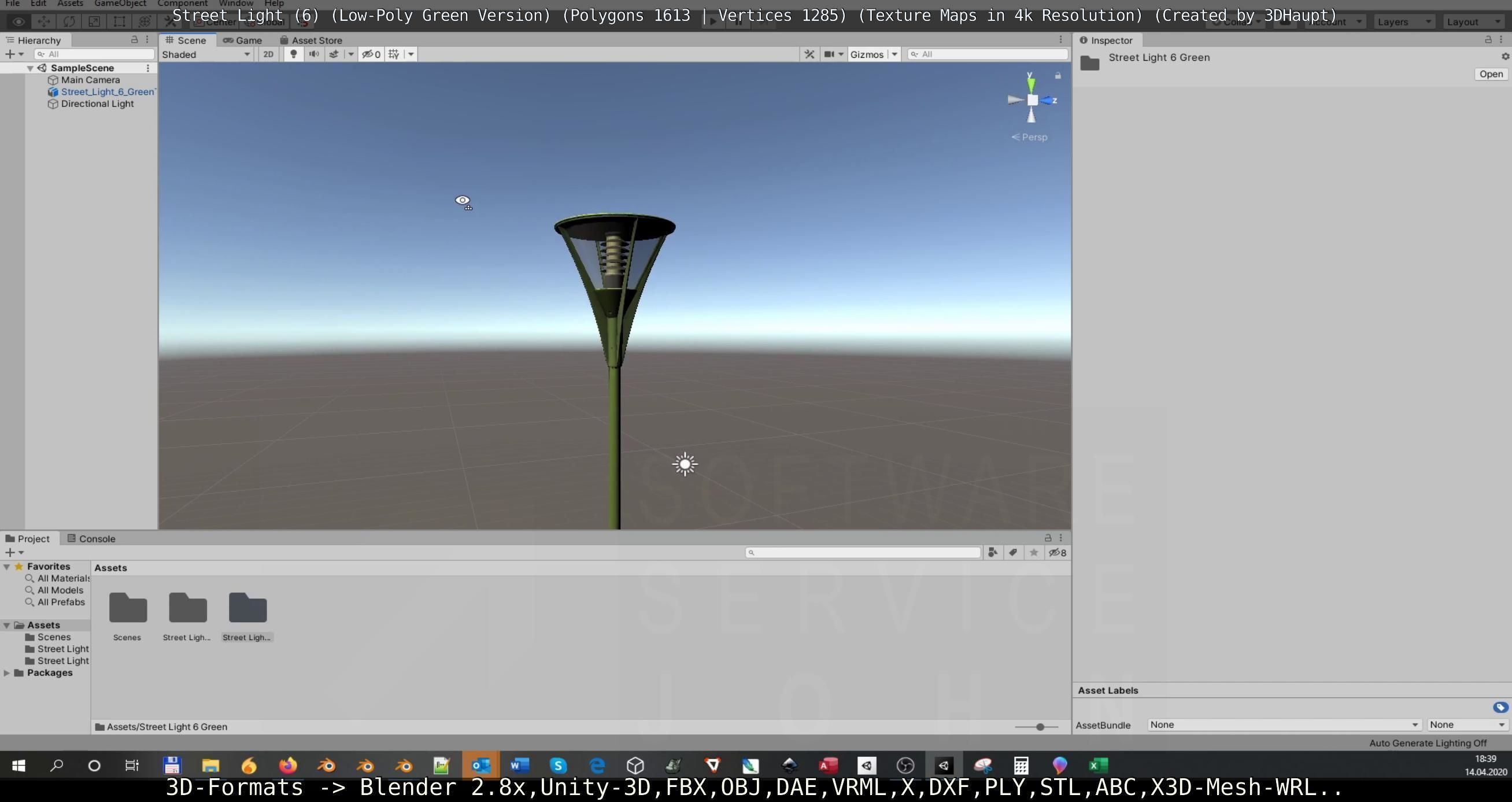 Street Light 6 Green Version Low-poly 3D model_98