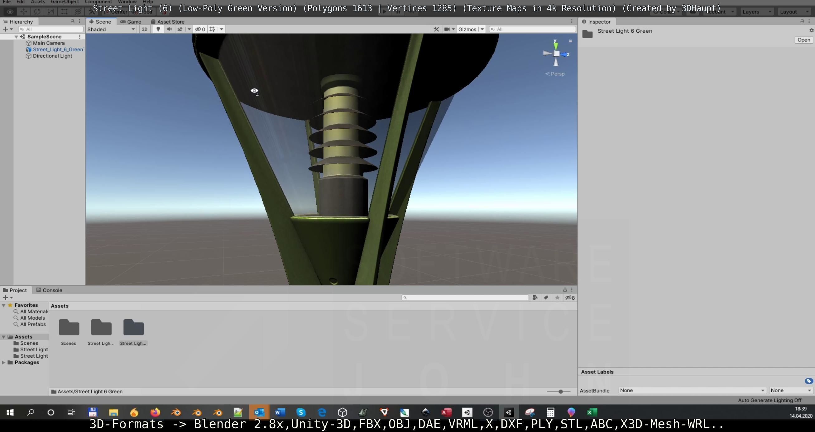 Street Light 6 Green Version Low-poly 3D model_100