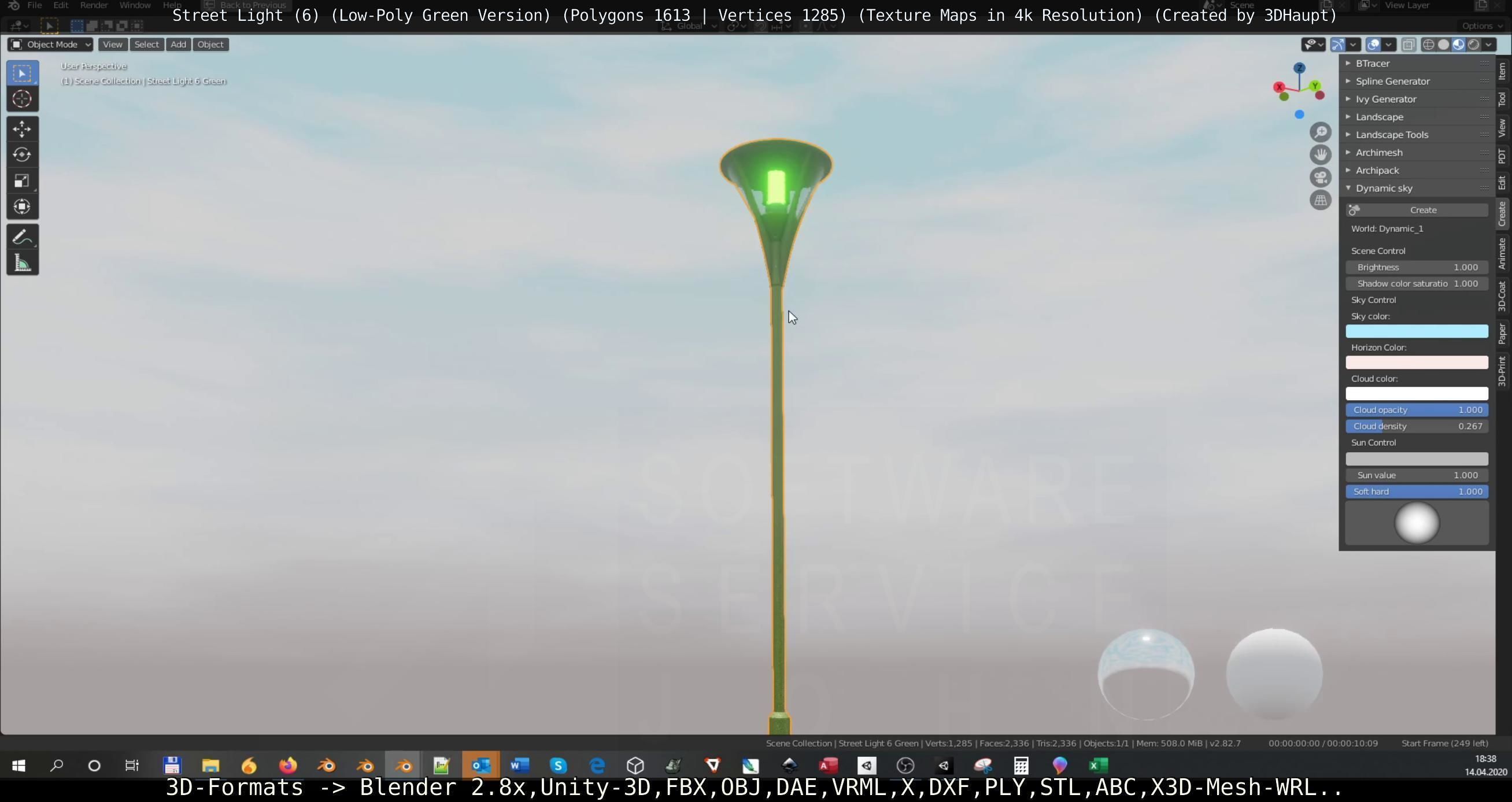 Street Light 6 Green Version Low-poly 3D model_141
