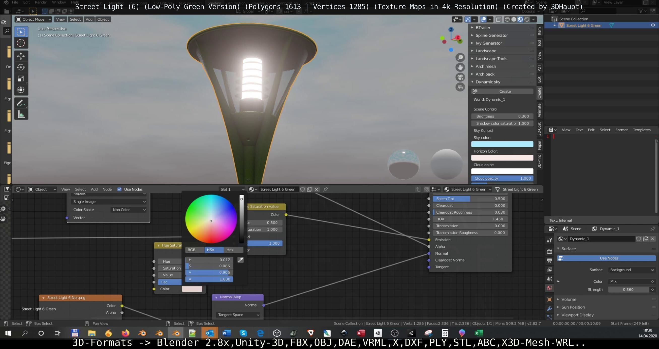 Street Light 6 Green Version Low-poly 3D model_50