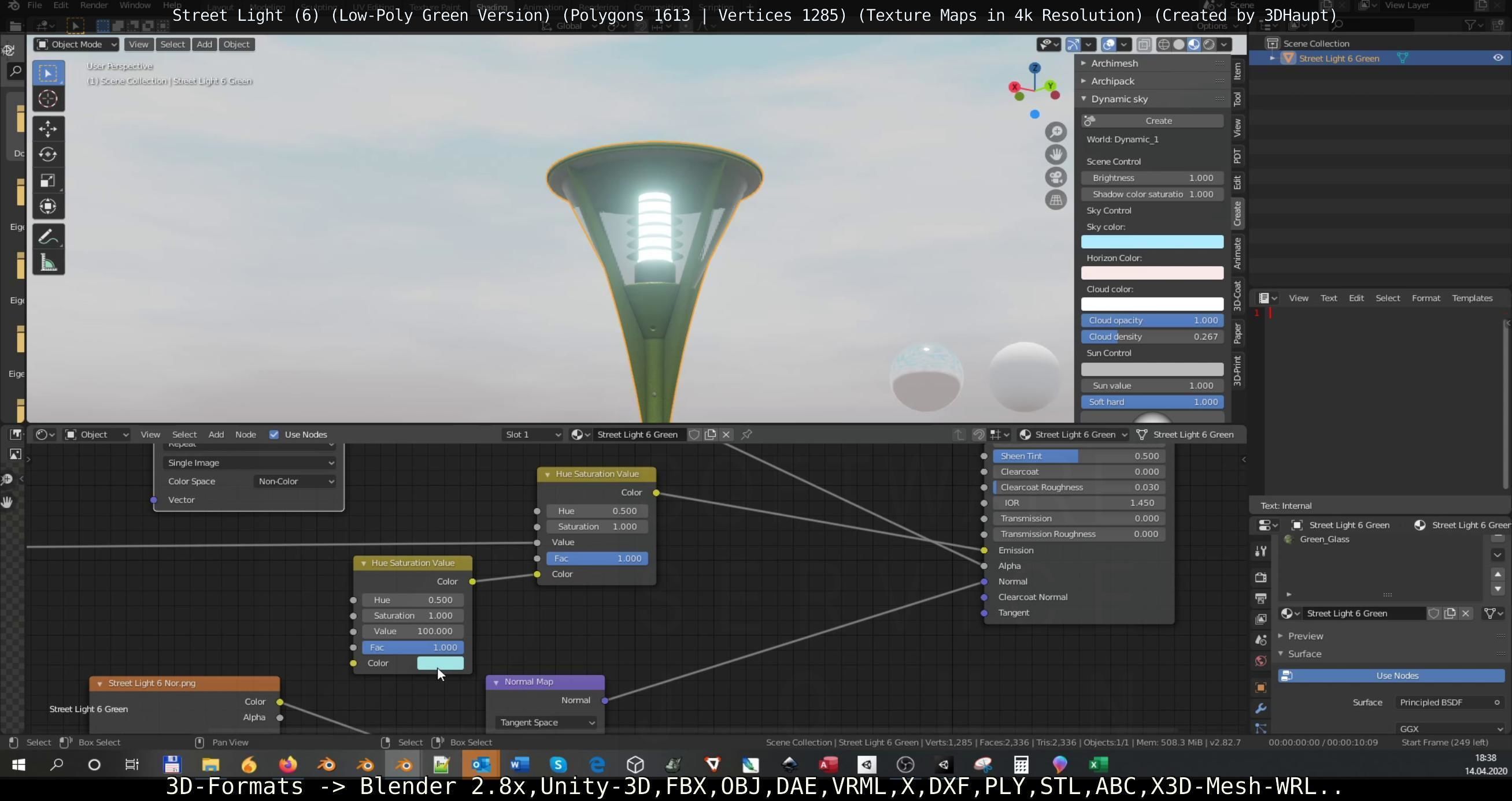 Street Light 6 Green Version Low-poly 3D model_22