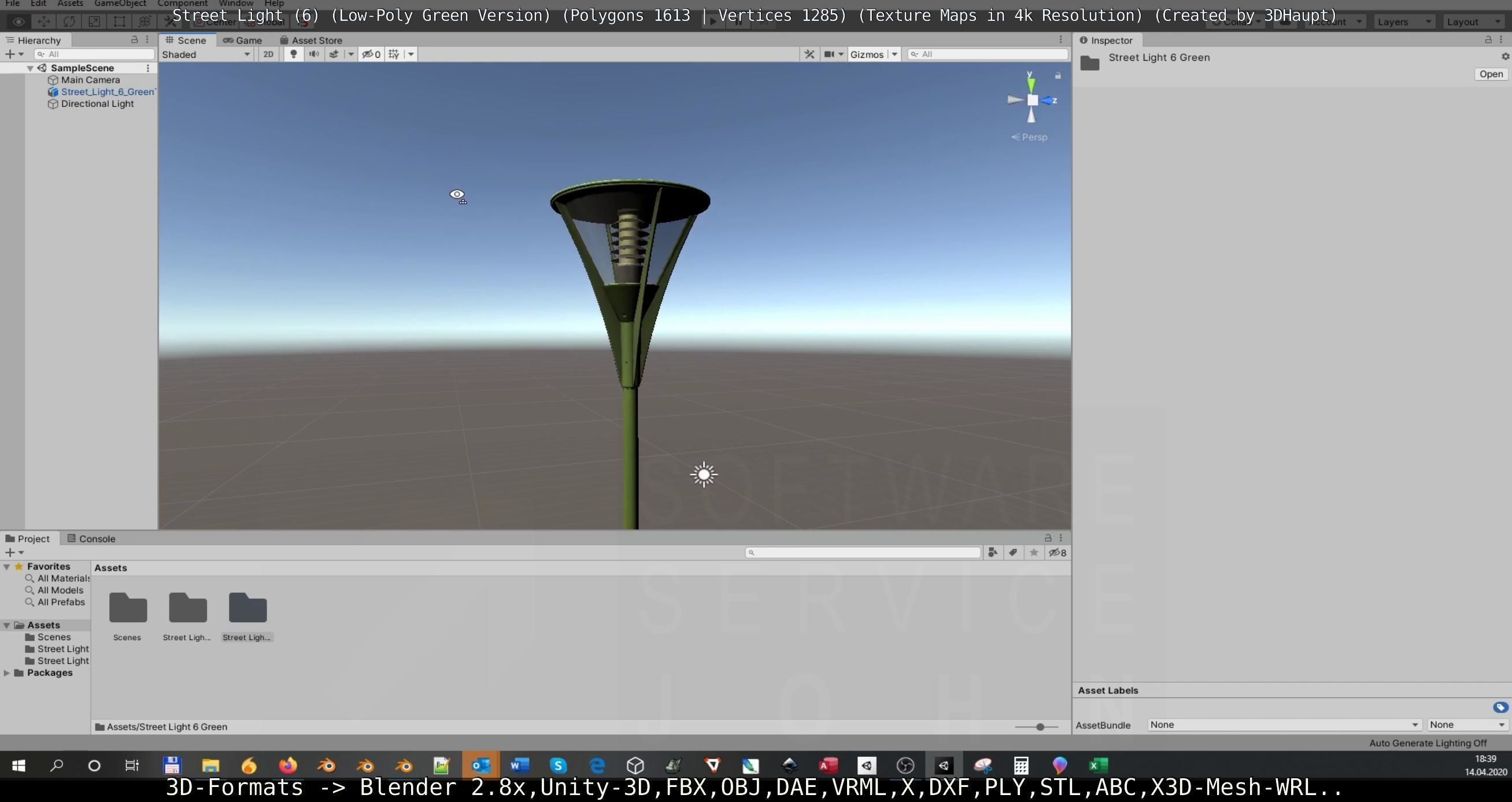 Street Light 6 Green Version Low-poly 3D model_17