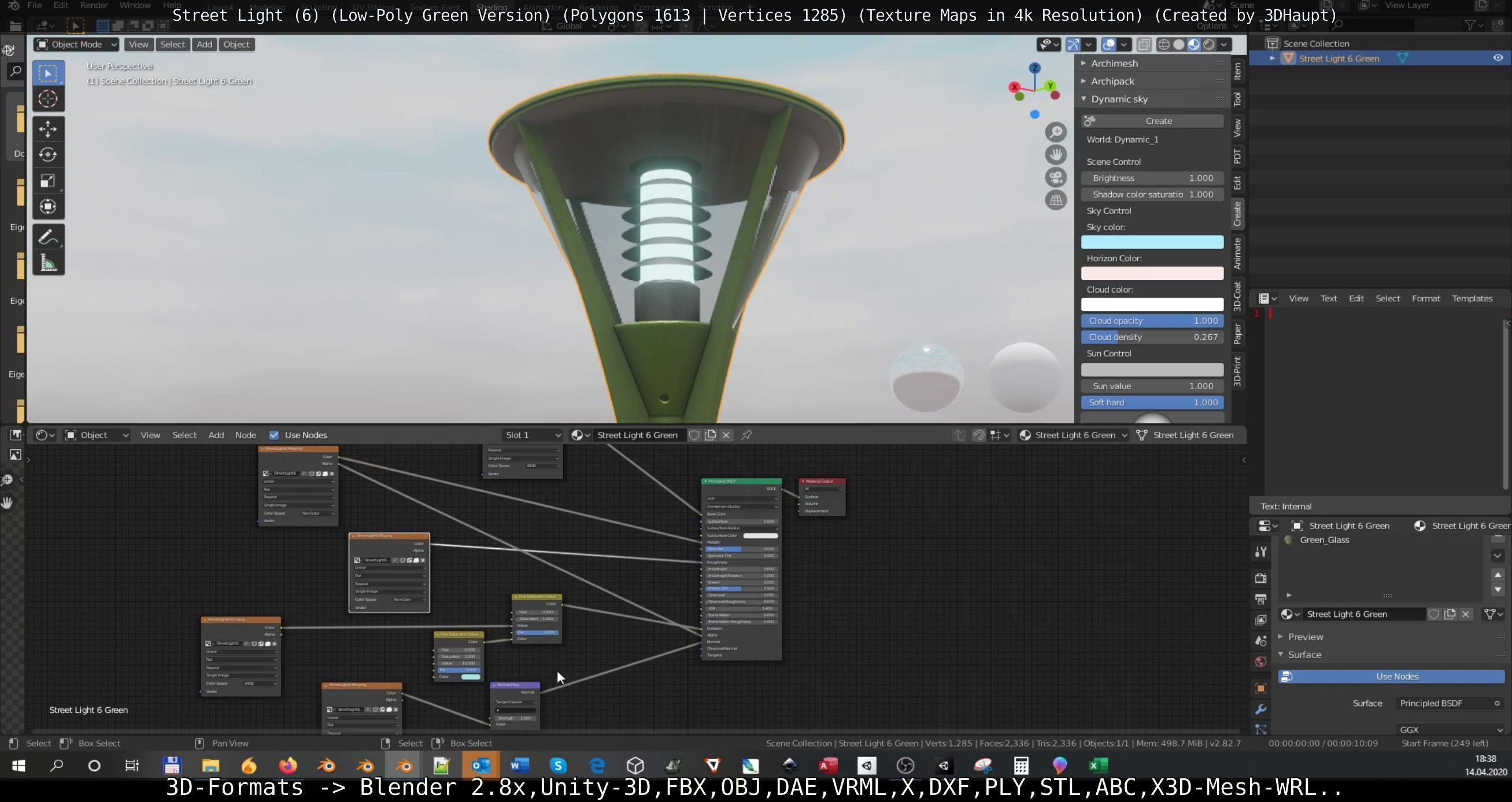 Street Light 6 Green Version Low-poly 3D model_128