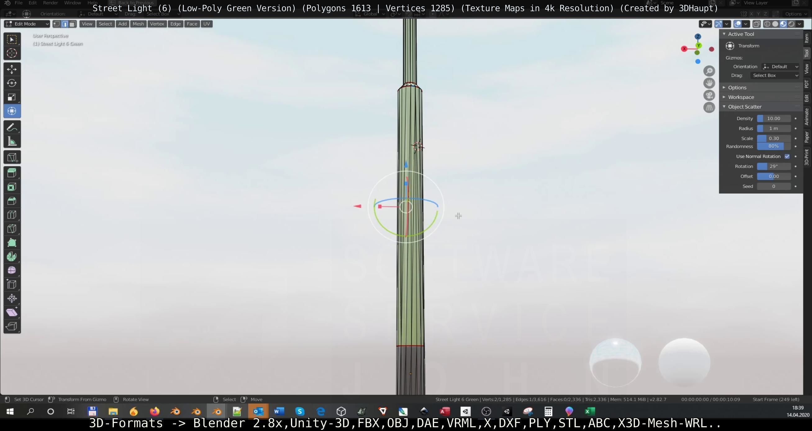 Street Light 6 Green Version Low-poly 3D model_85