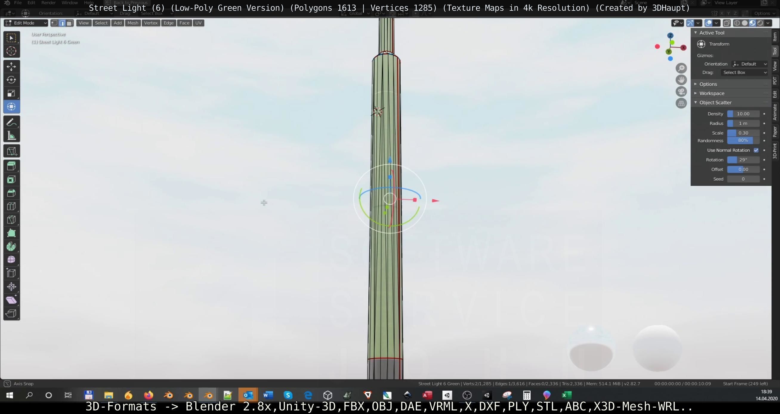 Street Light 6 Green Version Low-poly 3D model_87