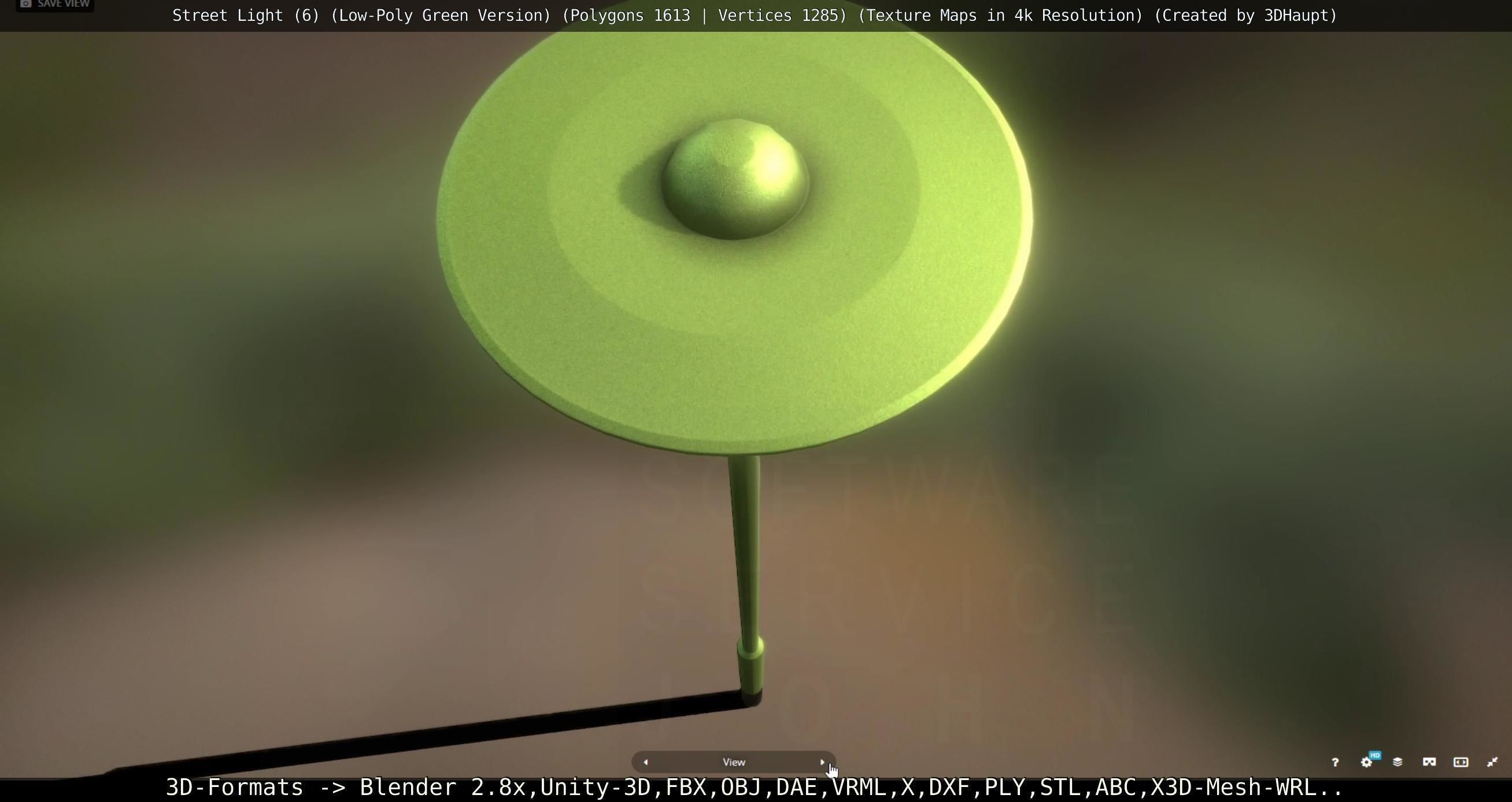 Street Light 6 Green Version Low-poly 3D model_18