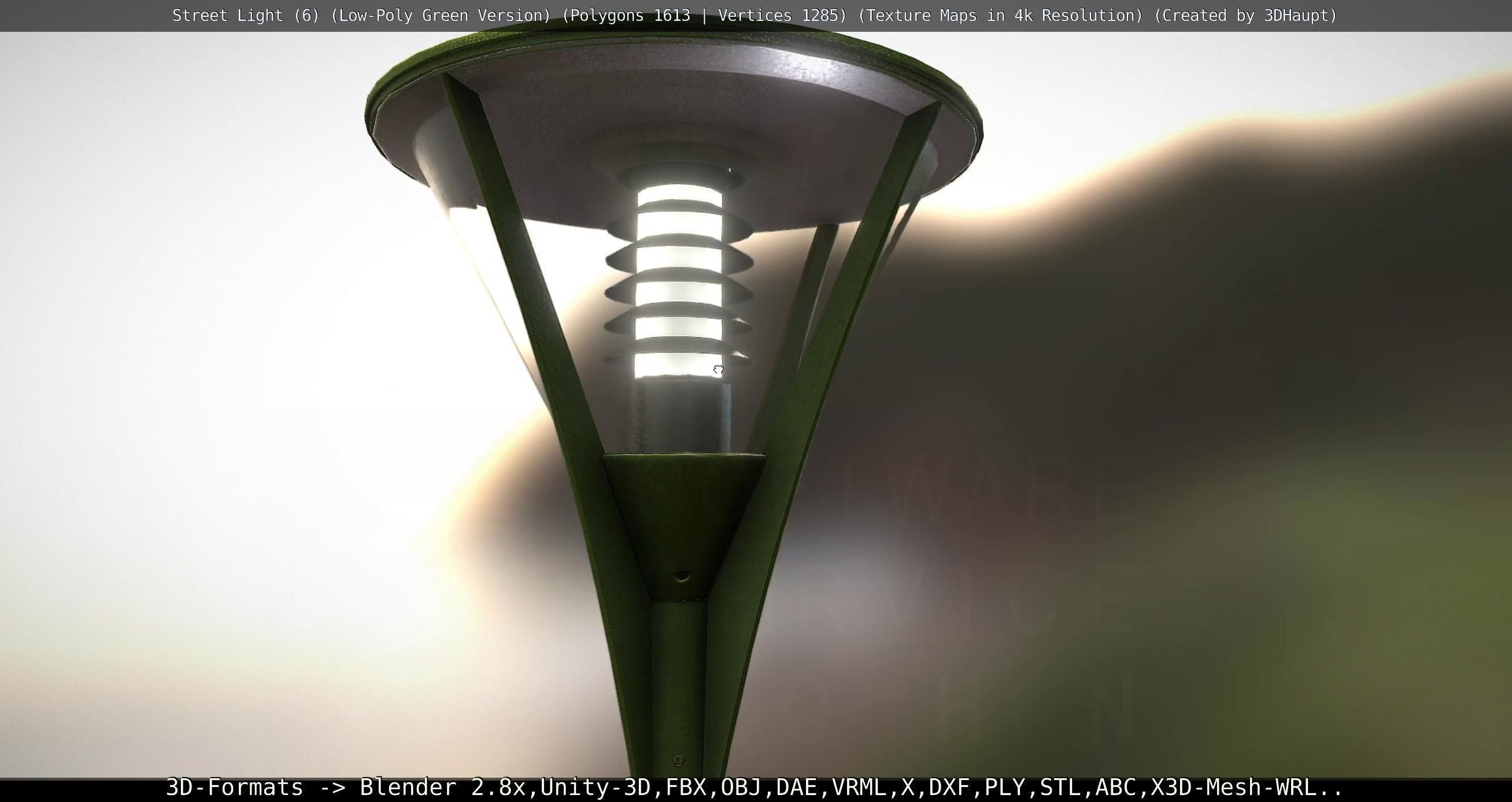 Street Light 6 Green Version Low-poly 3D model_101