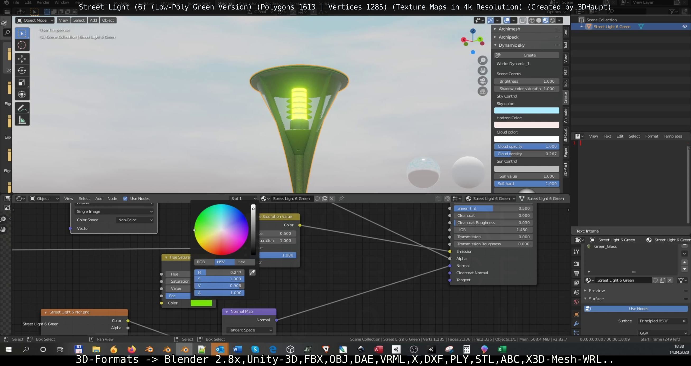 Street Light 6 Green Version Low-poly 3D model_138