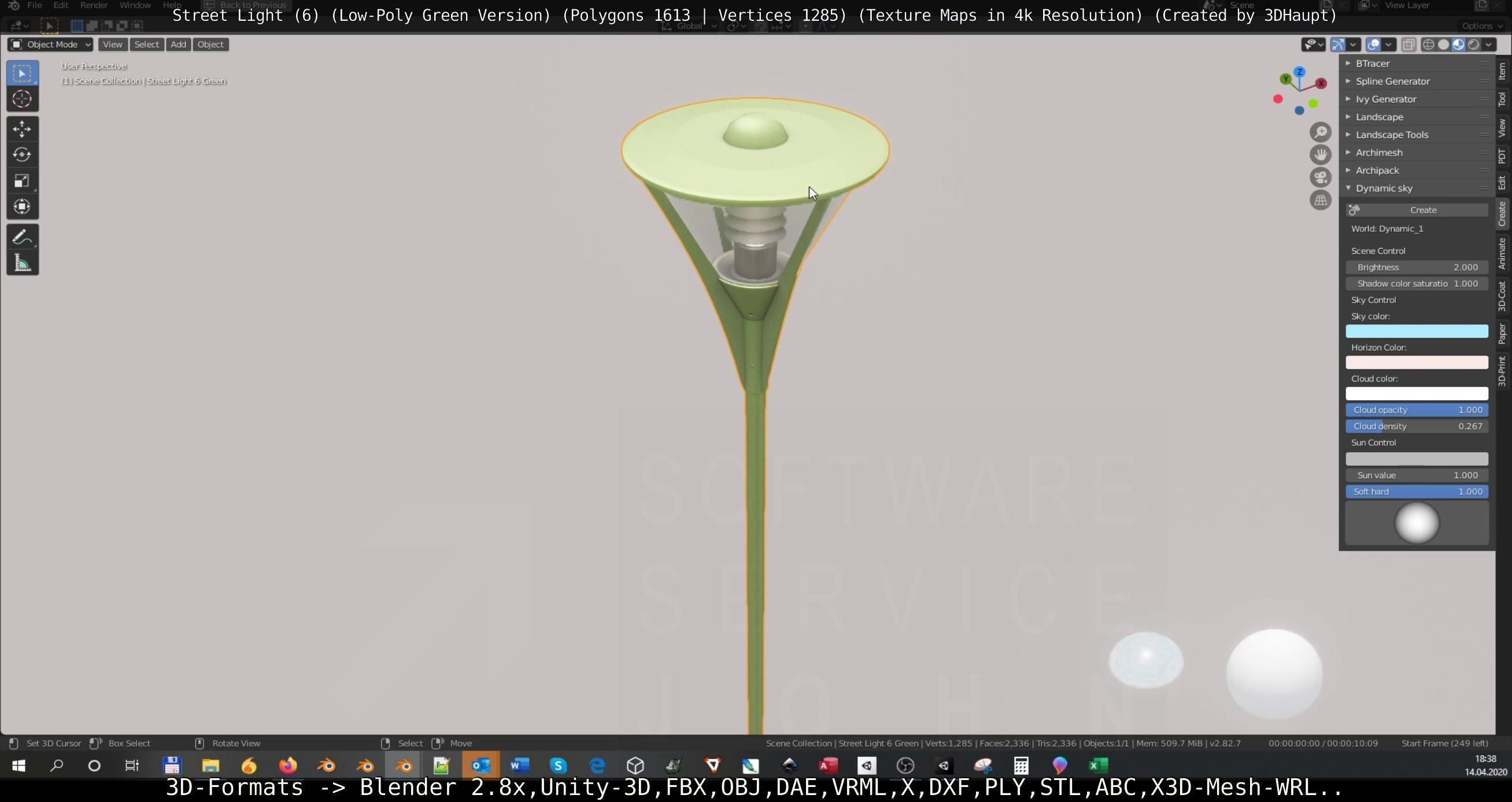 Street Light 6 Green Version Low-poly 3D model_67