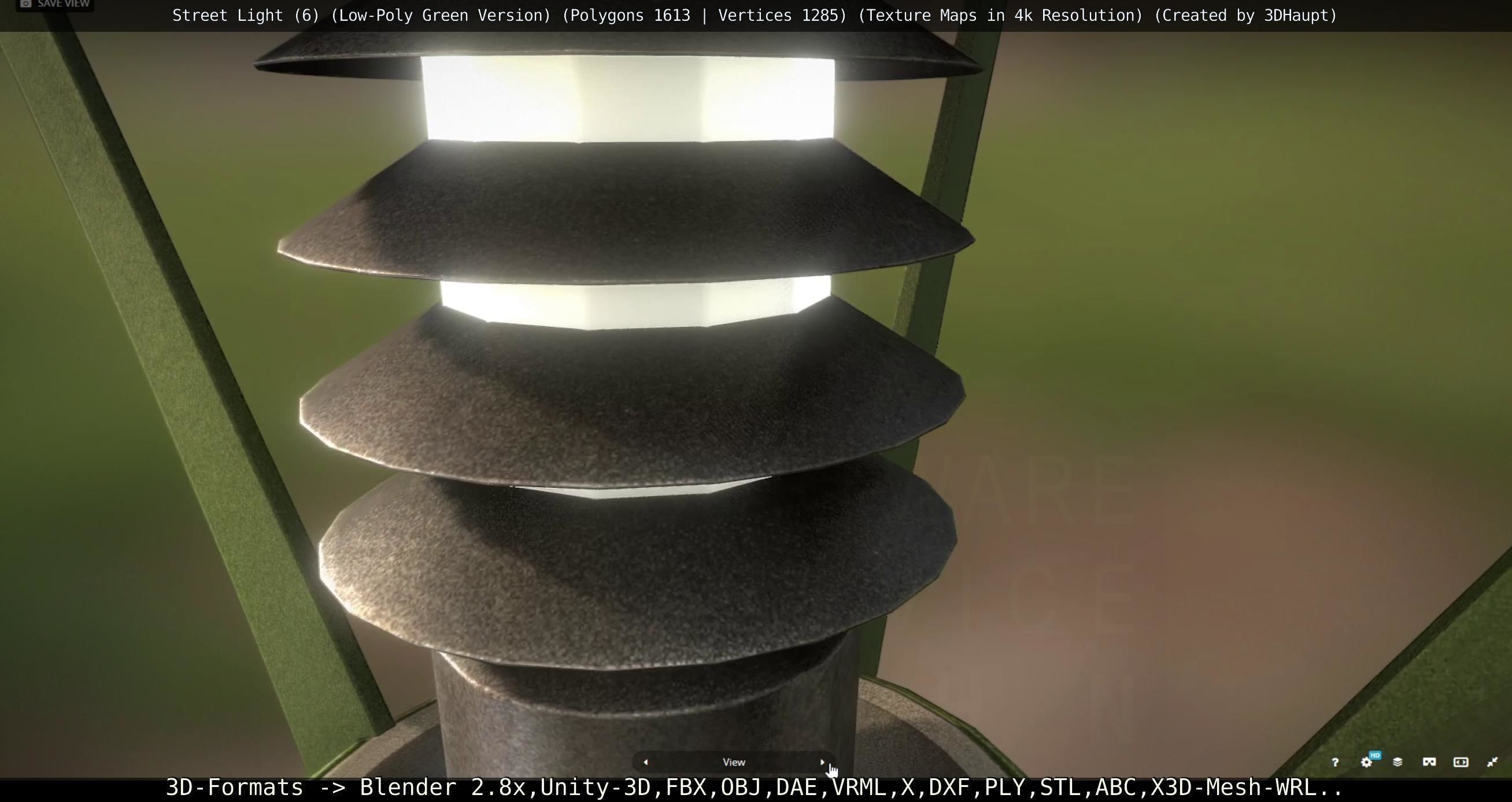 Street Light 6 Green Version Low-poly 3D model_4