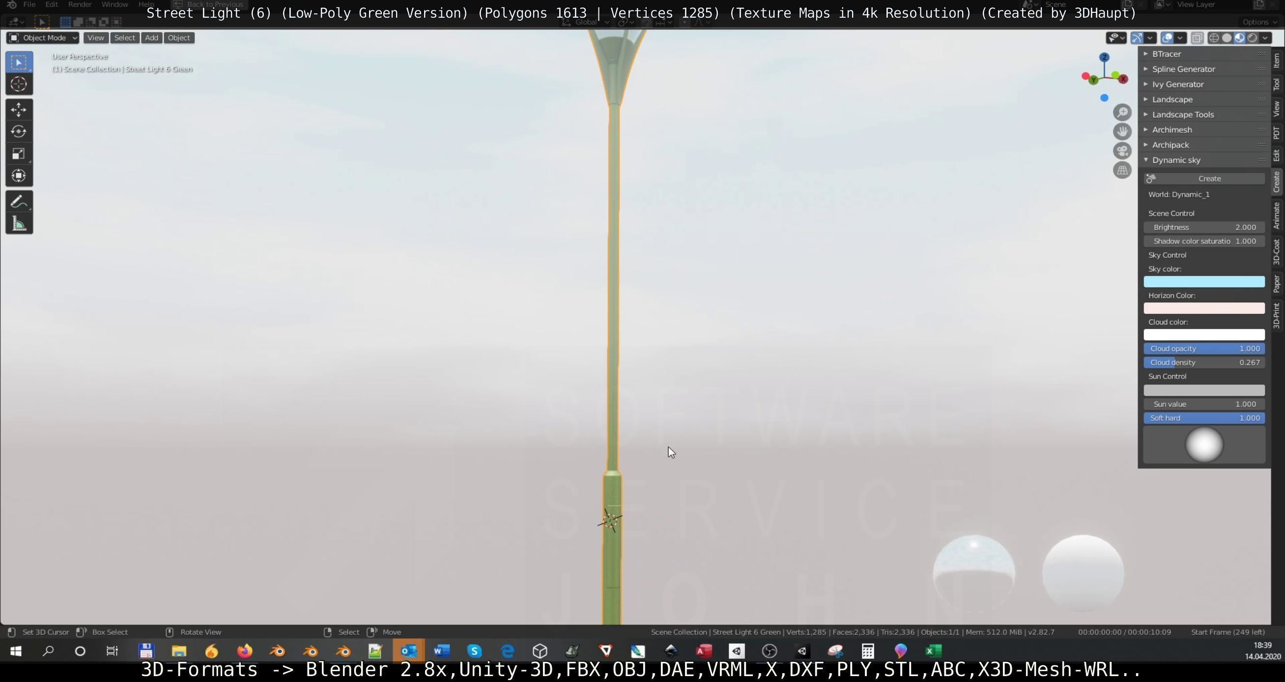 Street Light 6 Green Version Low-poly 3D model_91