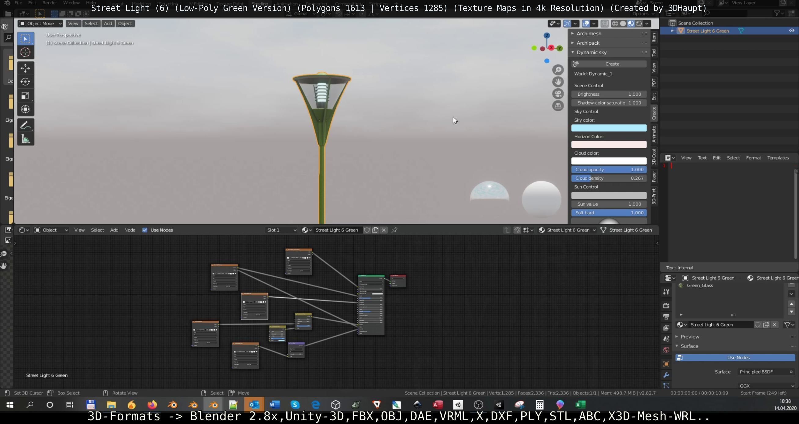 Street Light 6 Green Version Low-poly 3D model_119