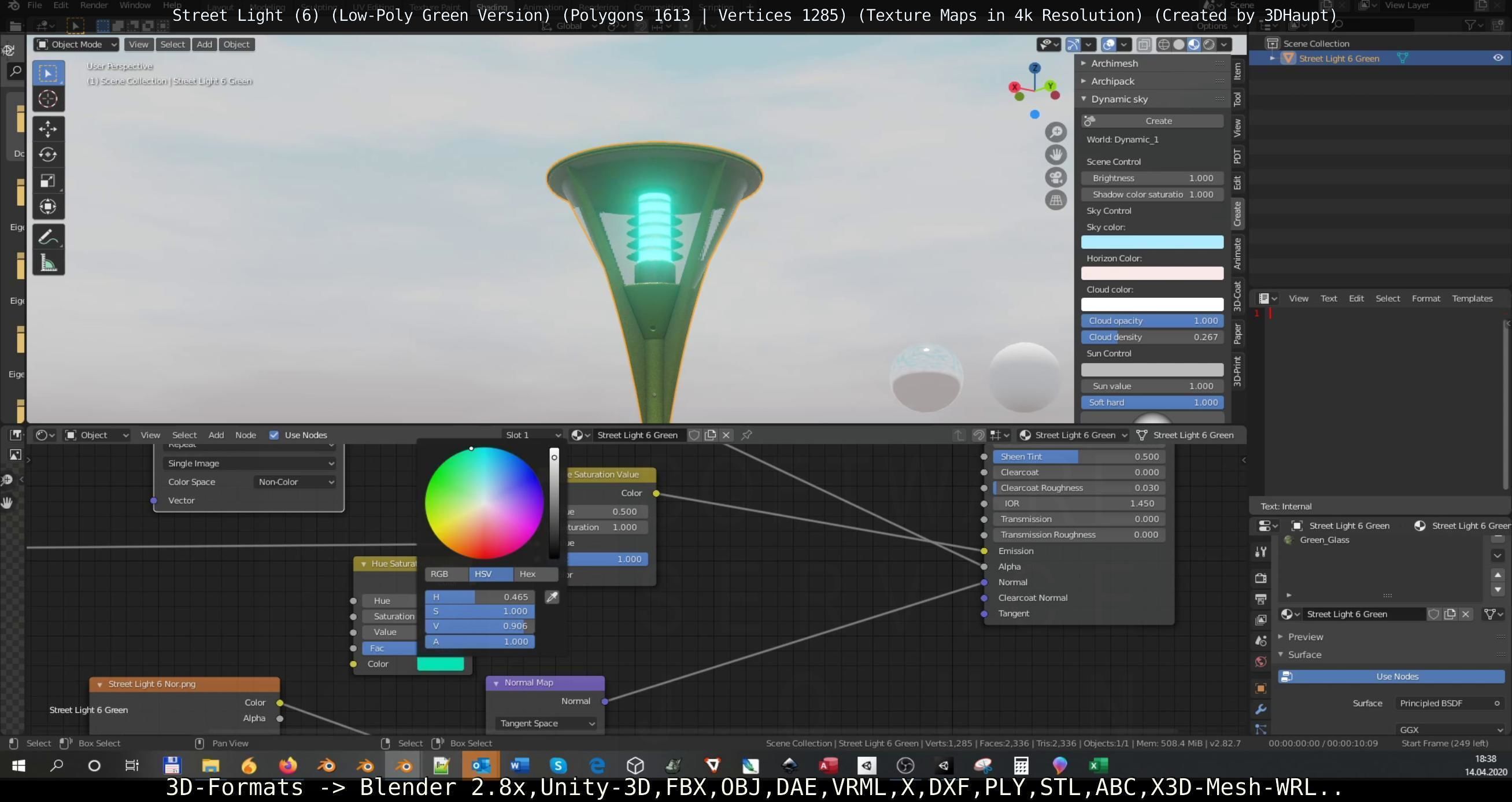 Street Light 6 Green Version Low-poly 3D model_139