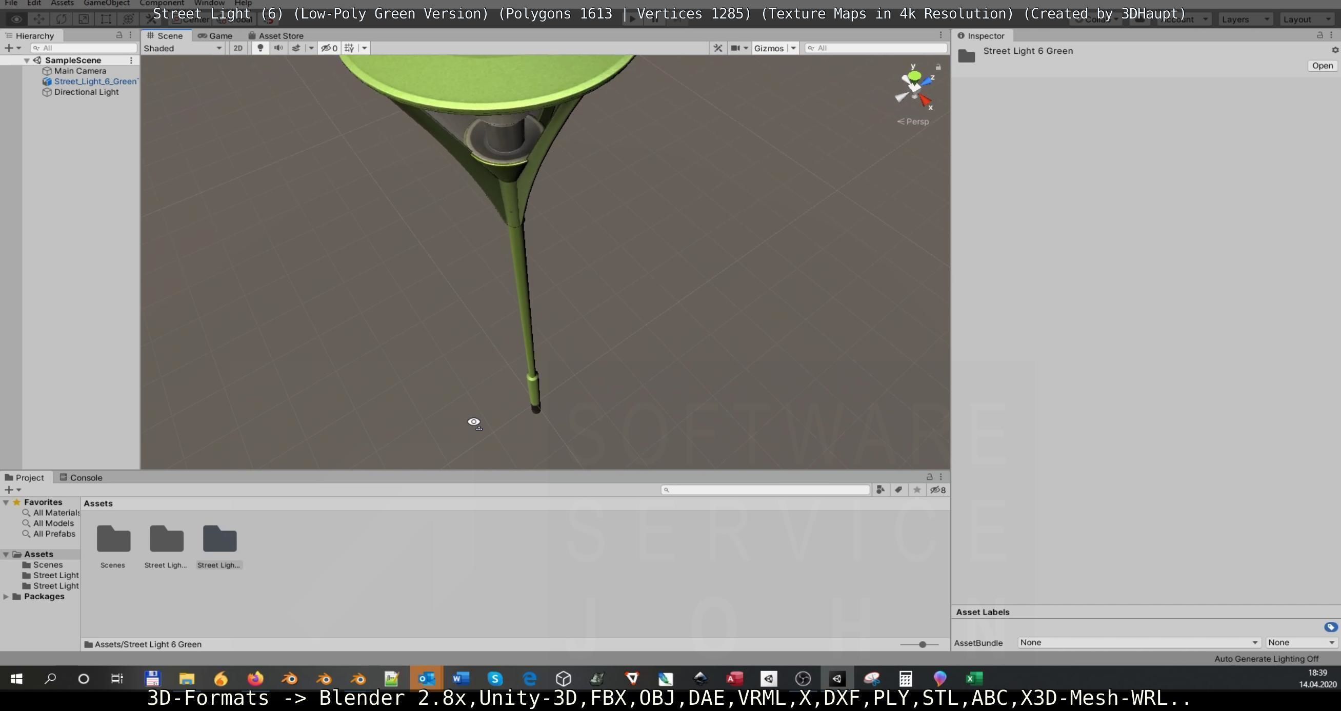 Street Light 6 Green Version Low-poly 3D model_106