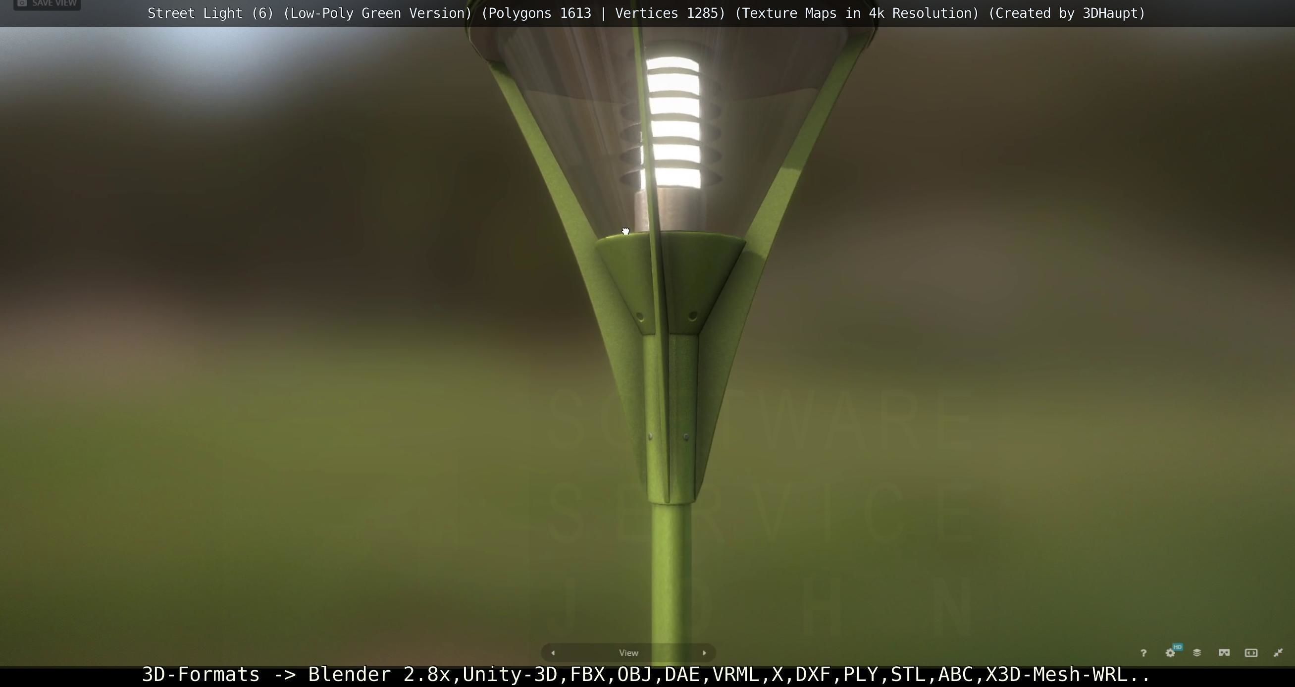 Street Light 6 Green Version Low-poly 3D model_40