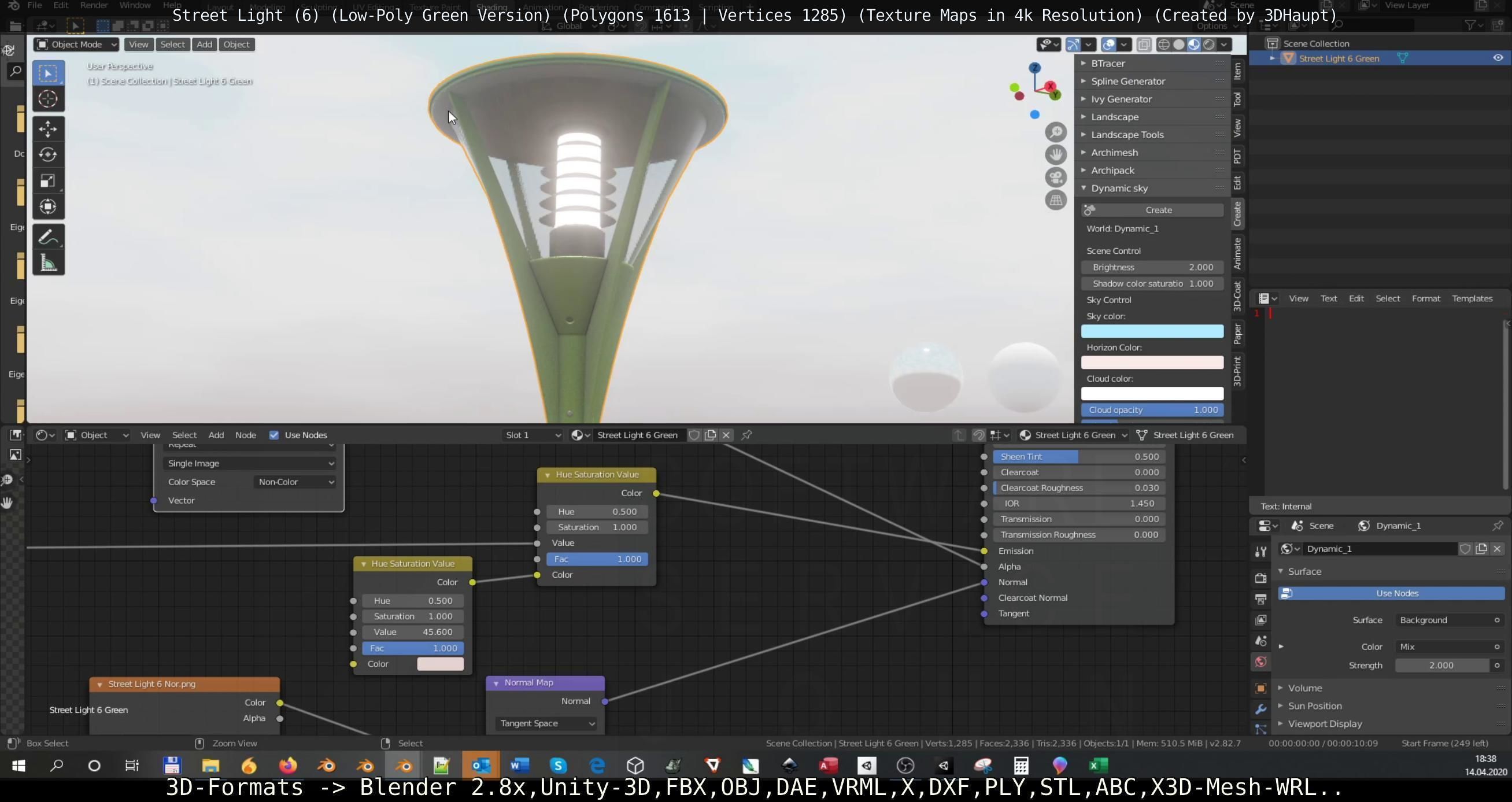 Street Light 6 Green Version Low-poly 3D model_66
