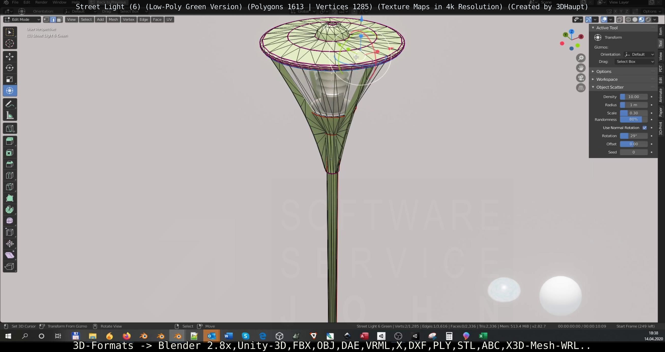 Street Light 6 Green Version Low-poly 3D model_70