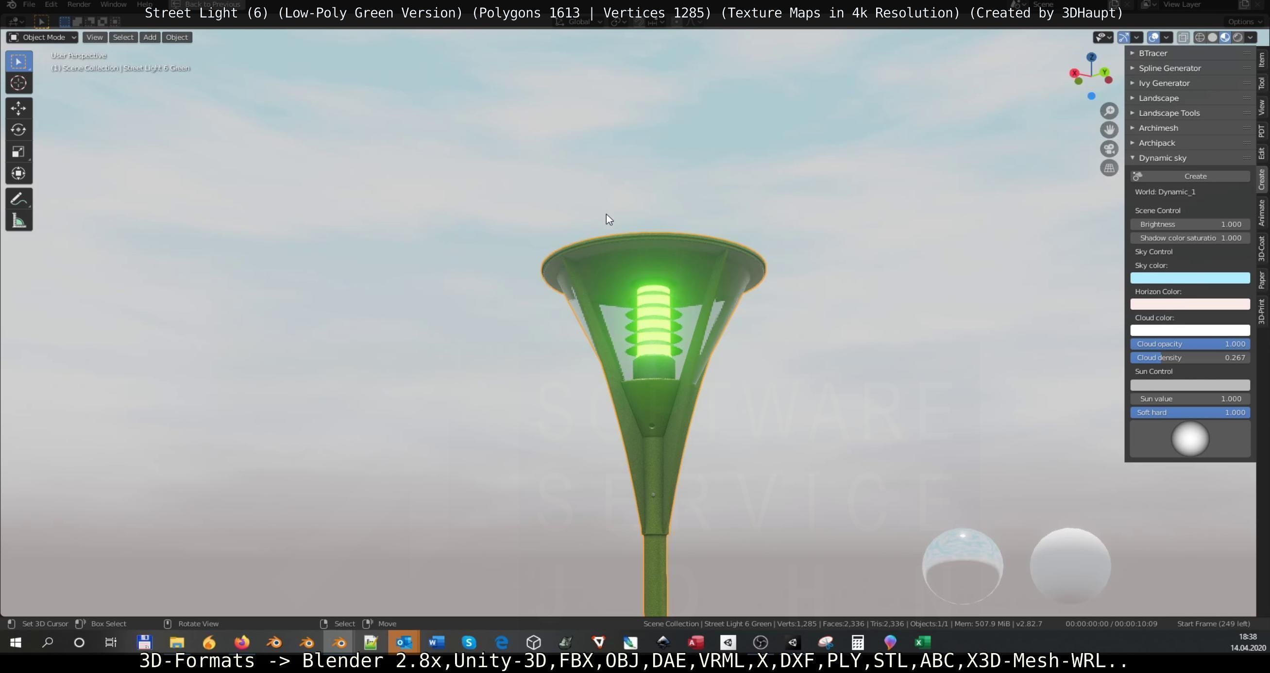 Street Light 6 Green Version Low-poly 3D model_24