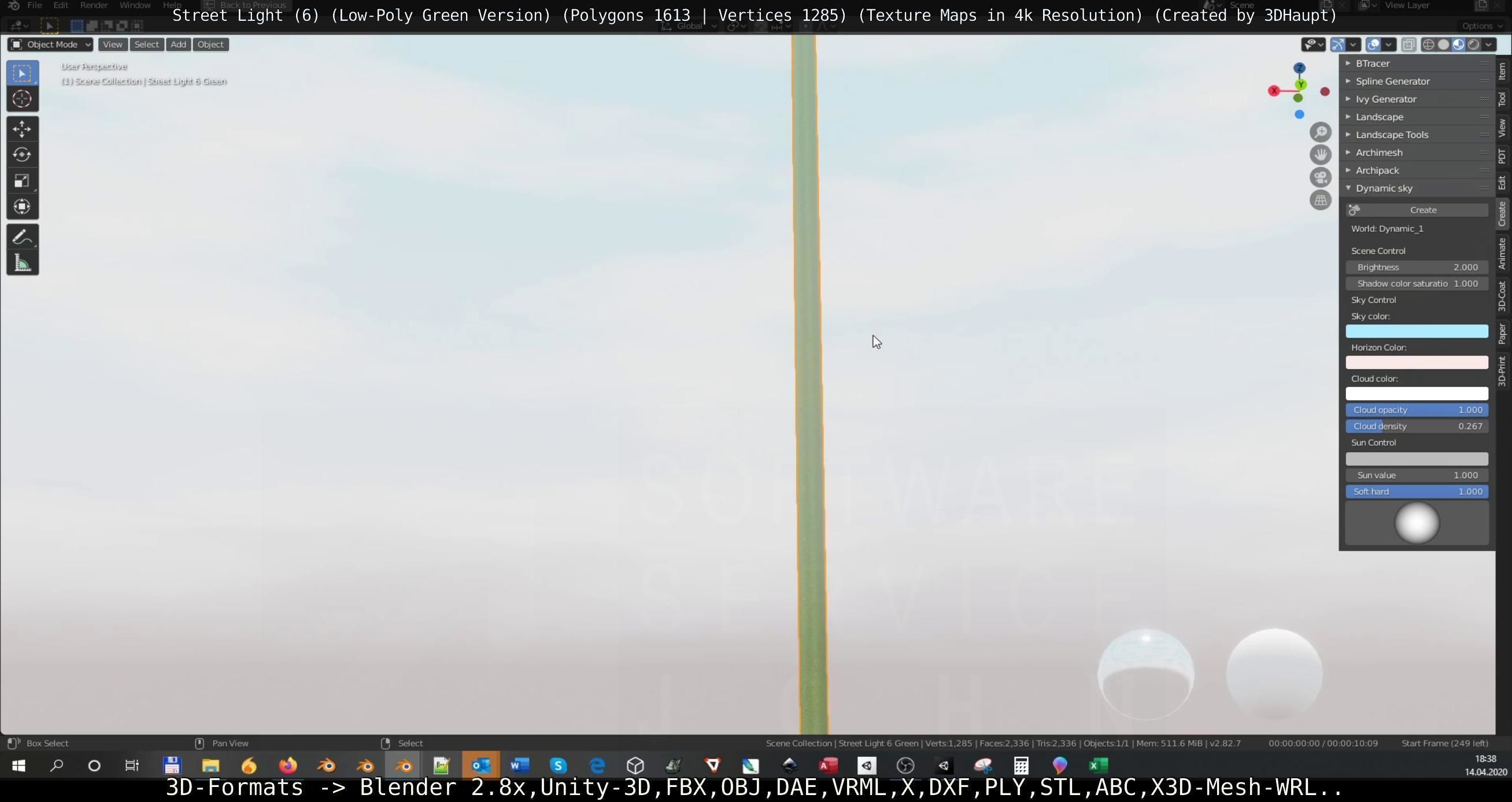 Street Light 6 Green Version Low-poly 3D model_78