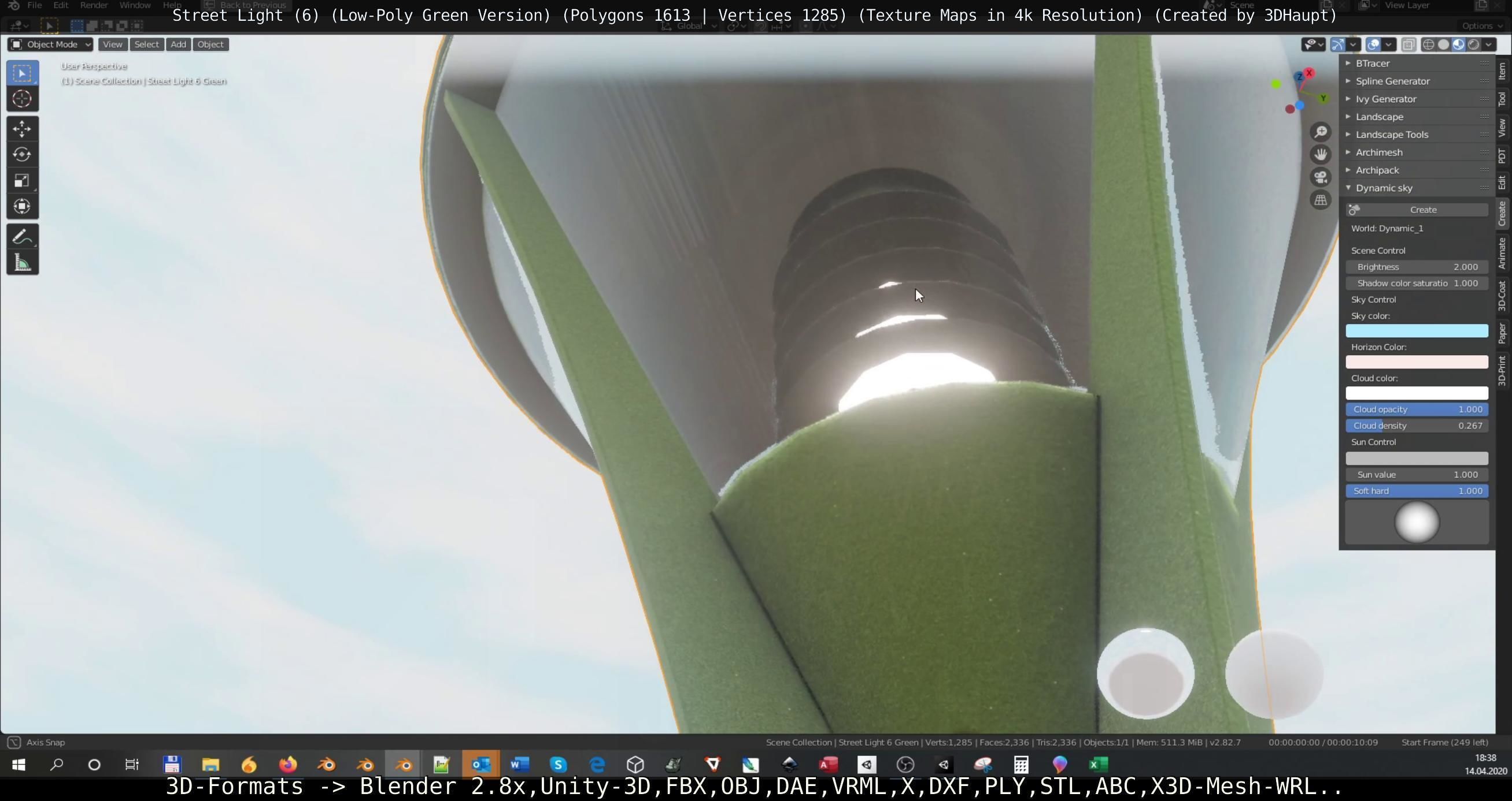 Street Light 6 Green Version Low-poly 3D model_13