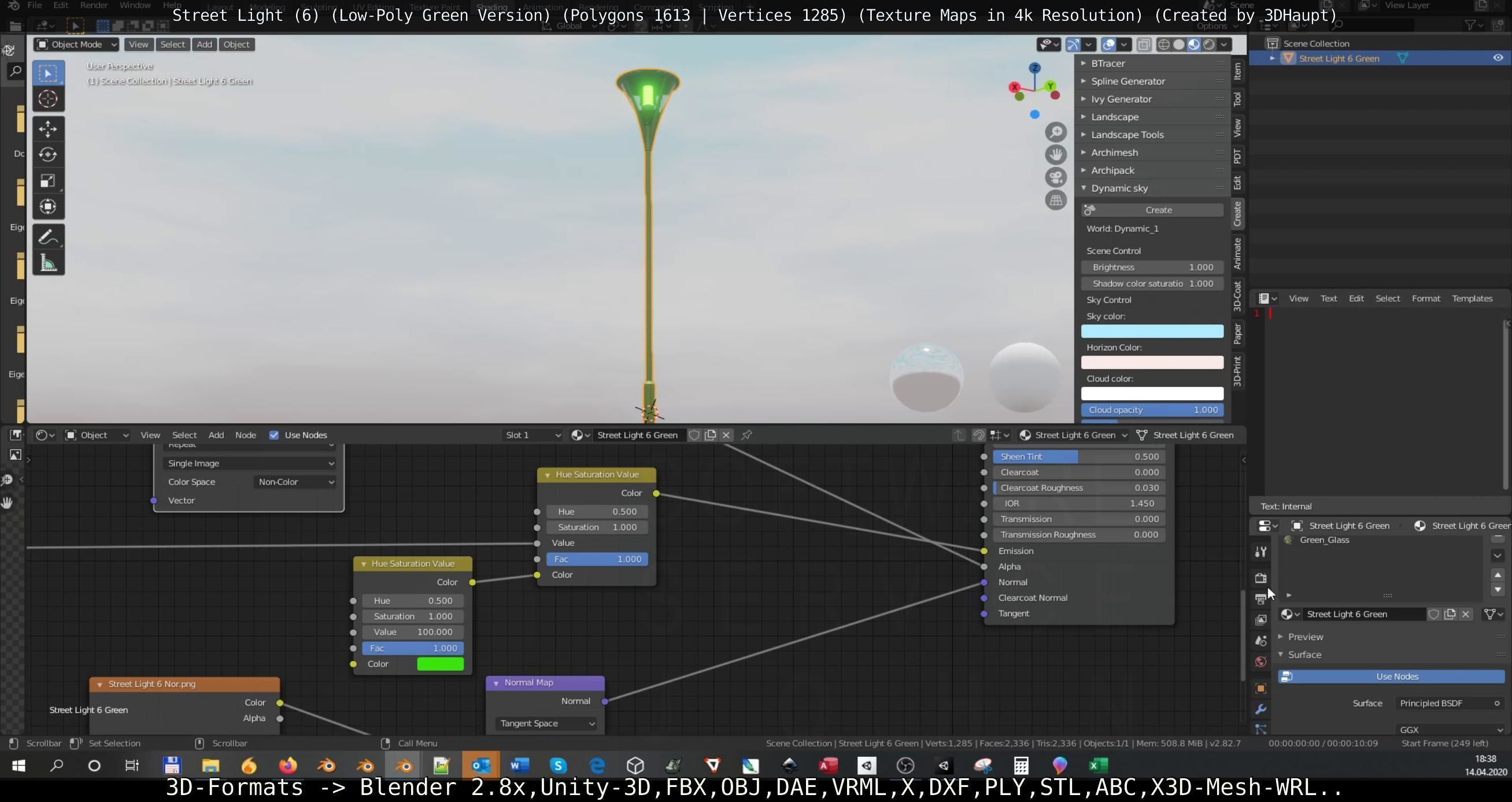 Street Light 6 Green Version Low-poly 3D model_32