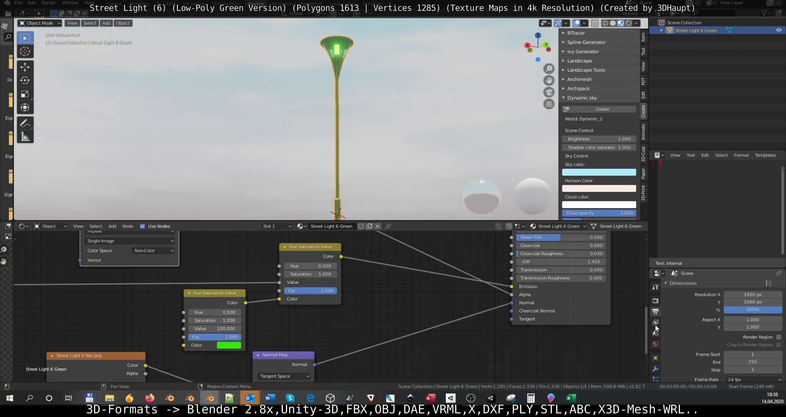 Street Light 6 Green Version Low-poly 3D model_33