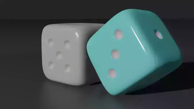 Grey and blue dice 3D model