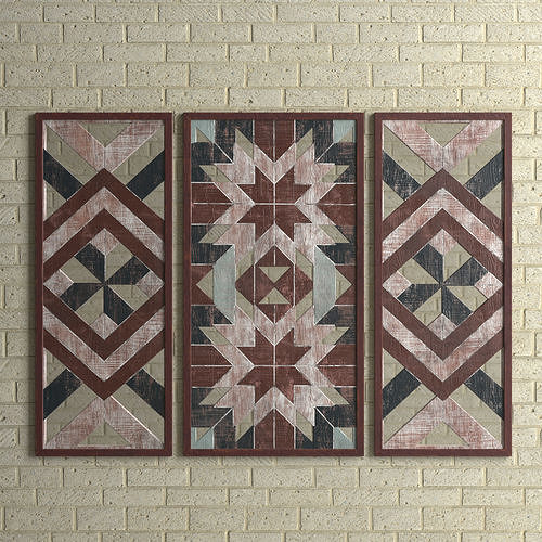 Wood Wall Panels with mirrors 3D model